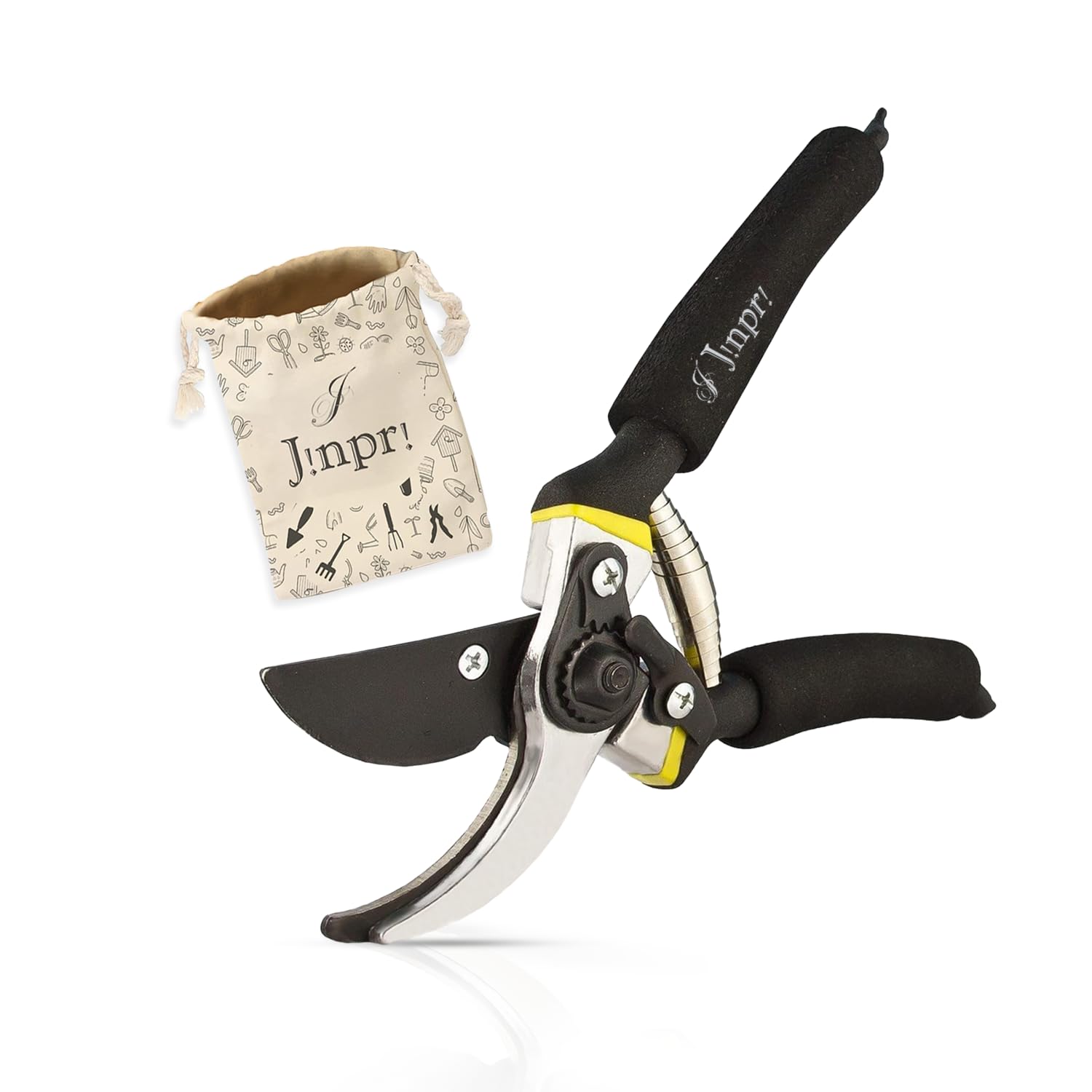 JINPRI 8 Inch Heavy Duty Garden Scissors - Professional Pruning Shears | High-Carbon Steel Blades | Ergonomic & Safe Design | Perfect for Trees, Shrubs, and Flowers (High Carbon Steel)