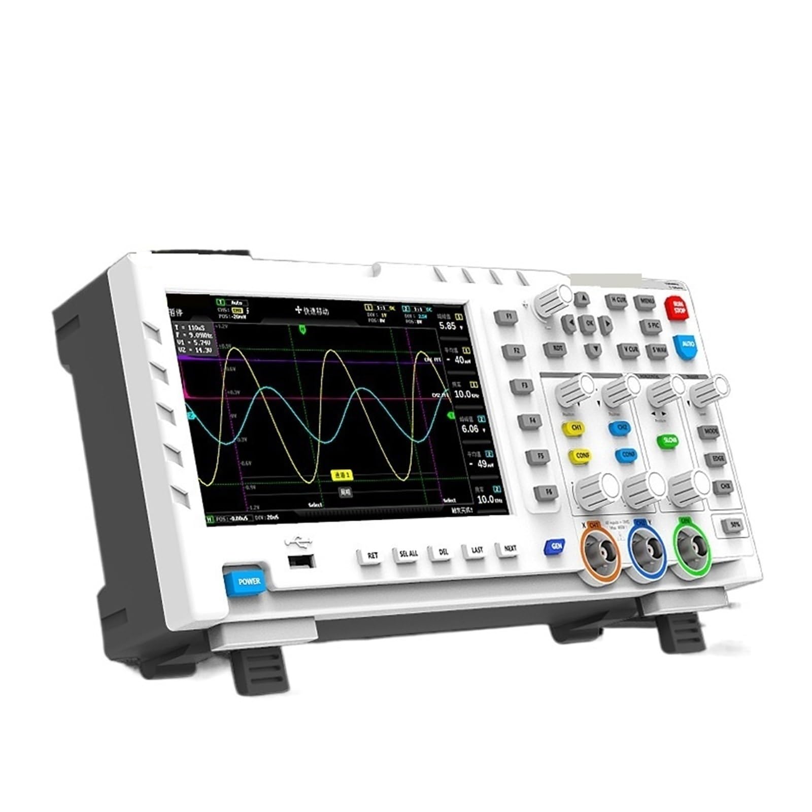 Osciloscopio Digital 1014D 2 en 1 generador de señal de entrada de doble canal 100MHz * 2 ancho de banda analógico 1GSa/s frecuencia de muestreo Identificación rápida(Standard)