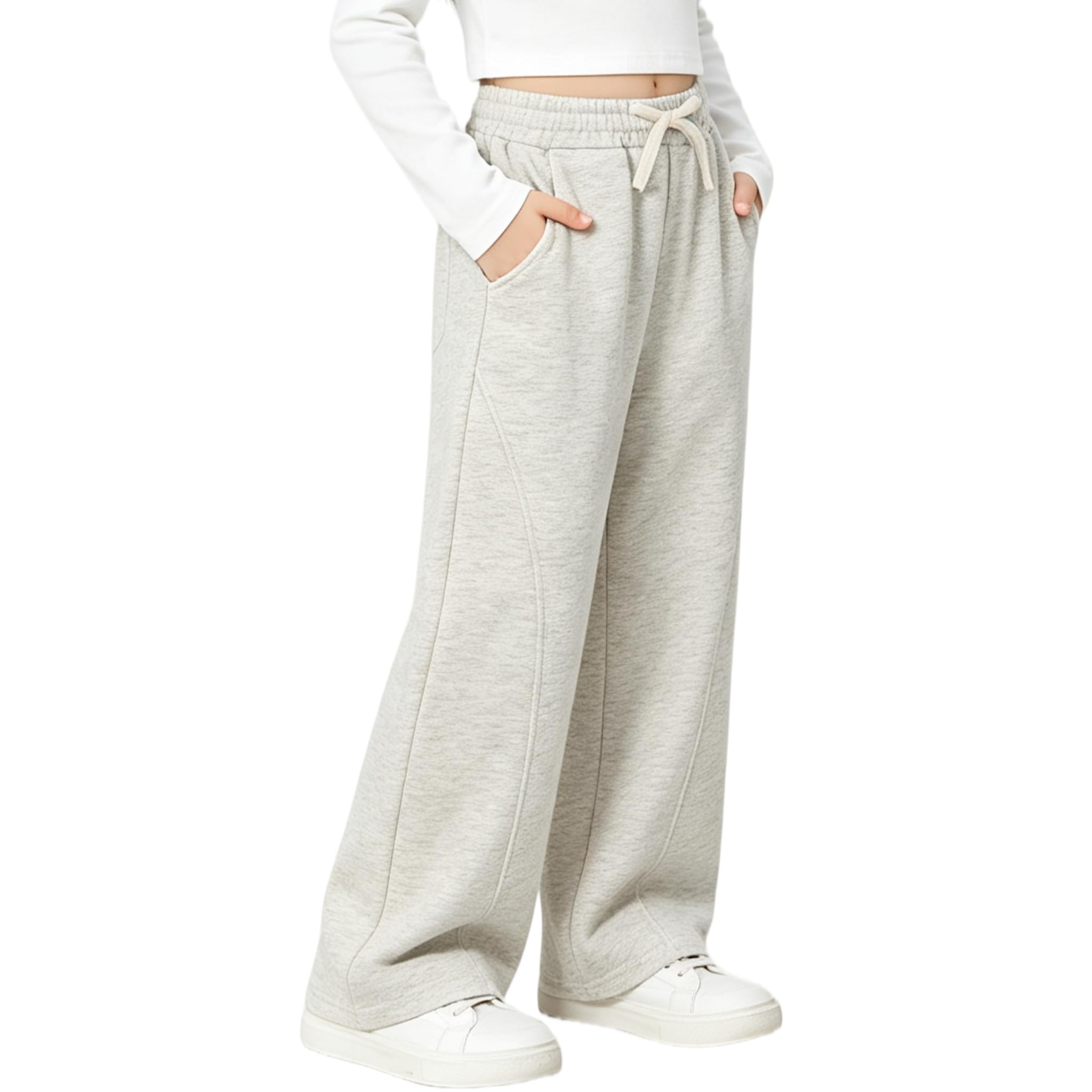 Rolanko Pantalon de Survêtement pour Filles avec Taille Élastique, Pantalon de Jogging de Sport Ample pour Enfants Confort Décontracté