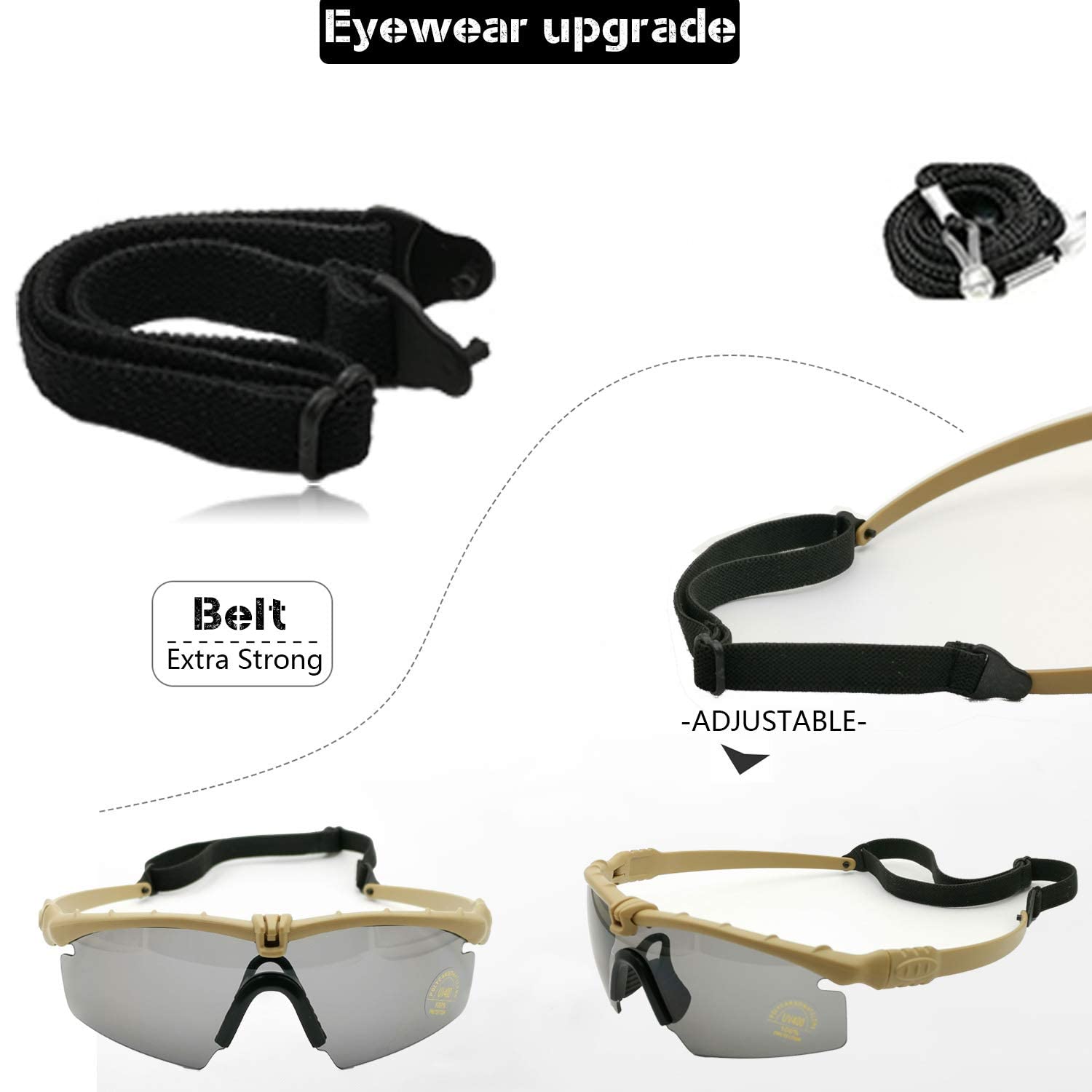 Occhiali di protezione tattici professionali polarizzati balistici M 3.0 UV400 occhiali di protezione telaio tiro gafas sport all'aria aperta escursioni in bicicletta paintball occhiali (Verde 4lenti)