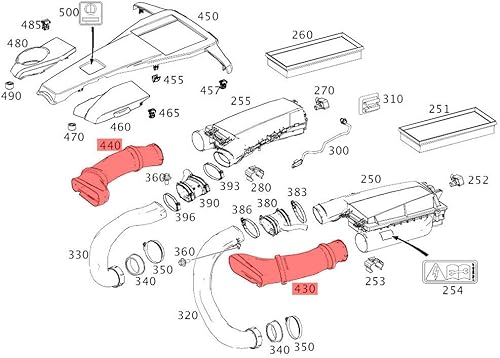Miniatura 2 de Manguera de entrada de aire izquierda y derecha, conducto de entrada de aire para 4.7L 5.5L M278 GL450 GL550 ML550 ML63 W166 GL63 GLS550 GLE63 AMG