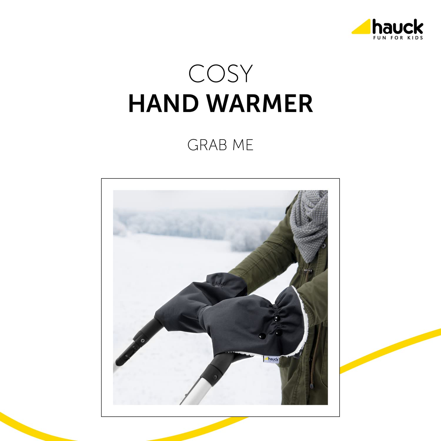 hauck Grab Me, Guanti Passeggino Universali Scladamani per Carrozzina e Rimorchio Bici, Antigeli Manicotto Impermeabile con Interno in Pile, Proteggi Mani Inverno