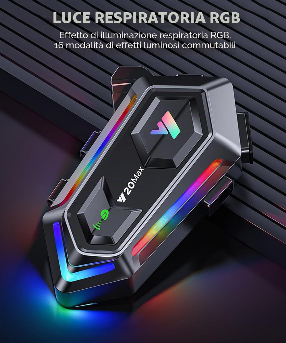 NXPGKEA Motorcycle Helmet Speakers, Waterproof Motorbike Helmet Intercom Communication System Bluetooth Headset Helmet Headphone Hi-Fi/IPX6 All Helmet 1000mAh 300m Music Sharing GPS with Soft Mic RGB