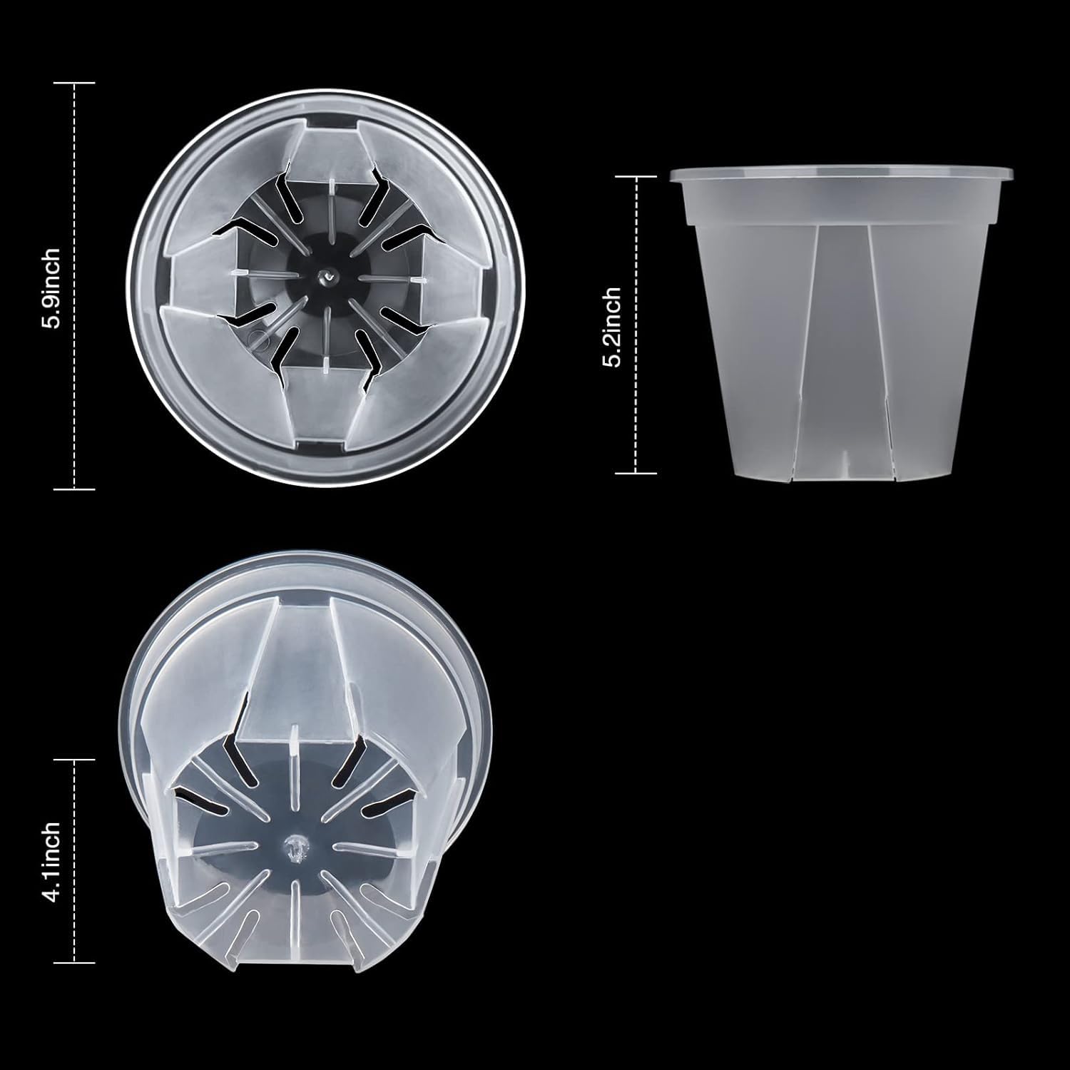 10Pcs Clear Orchid Pots with Holes Planter Nursery Pots Planter Nursery Pots Clear Plastic Gallon Root Control Flower Pots for Vegetable Flower Fruit Nursery Garden - Image 2