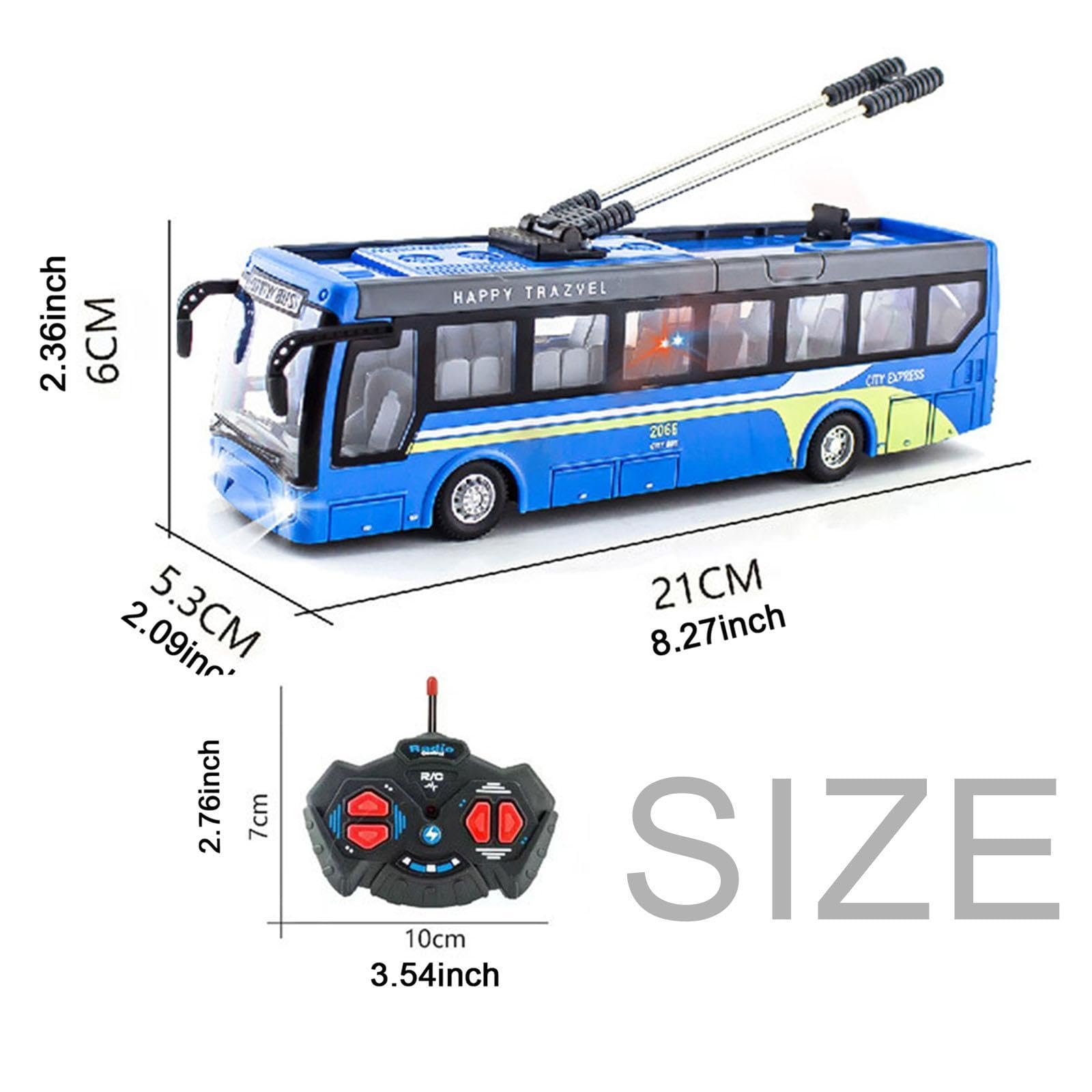 Ferngesteuerter Spielbus 1:32 27 MHz, Türen Zum Öffnen, Modell für Kinder, Jungen, Ferngesteuerter Schulbus, Blau Kurz