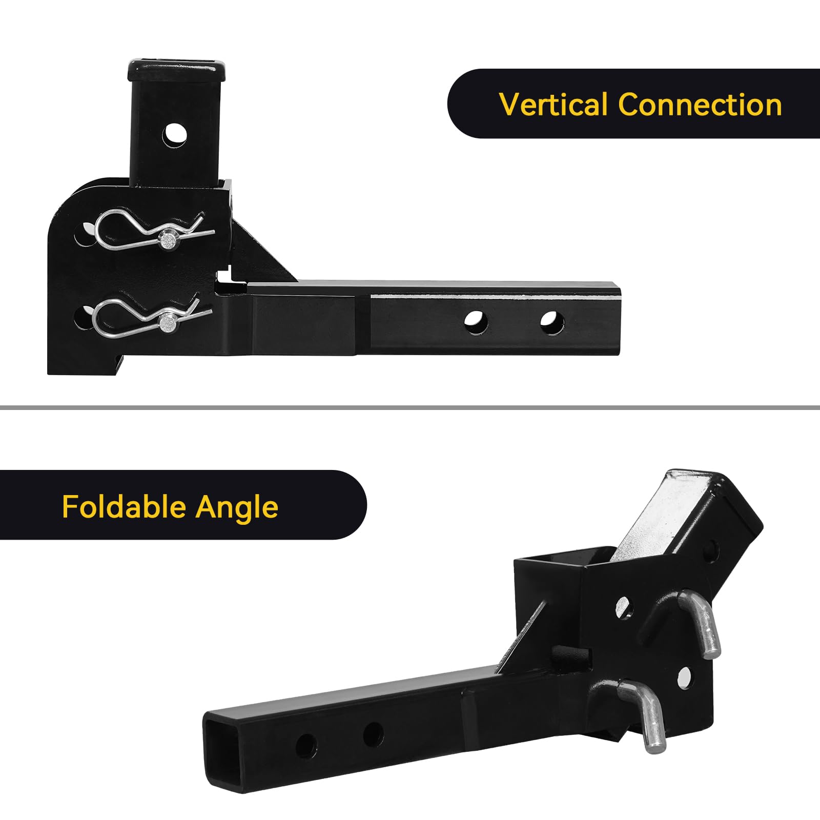 Fullwatt - Adaptador de Enganche de Remolque Plegable de 2 Pulgadas, Extensor de Enganche de 2 Pulgadas con 16.3 Pulgadas de Longitud, Adaptador de Enganche Plegable de 500 Libras, Adaptador de