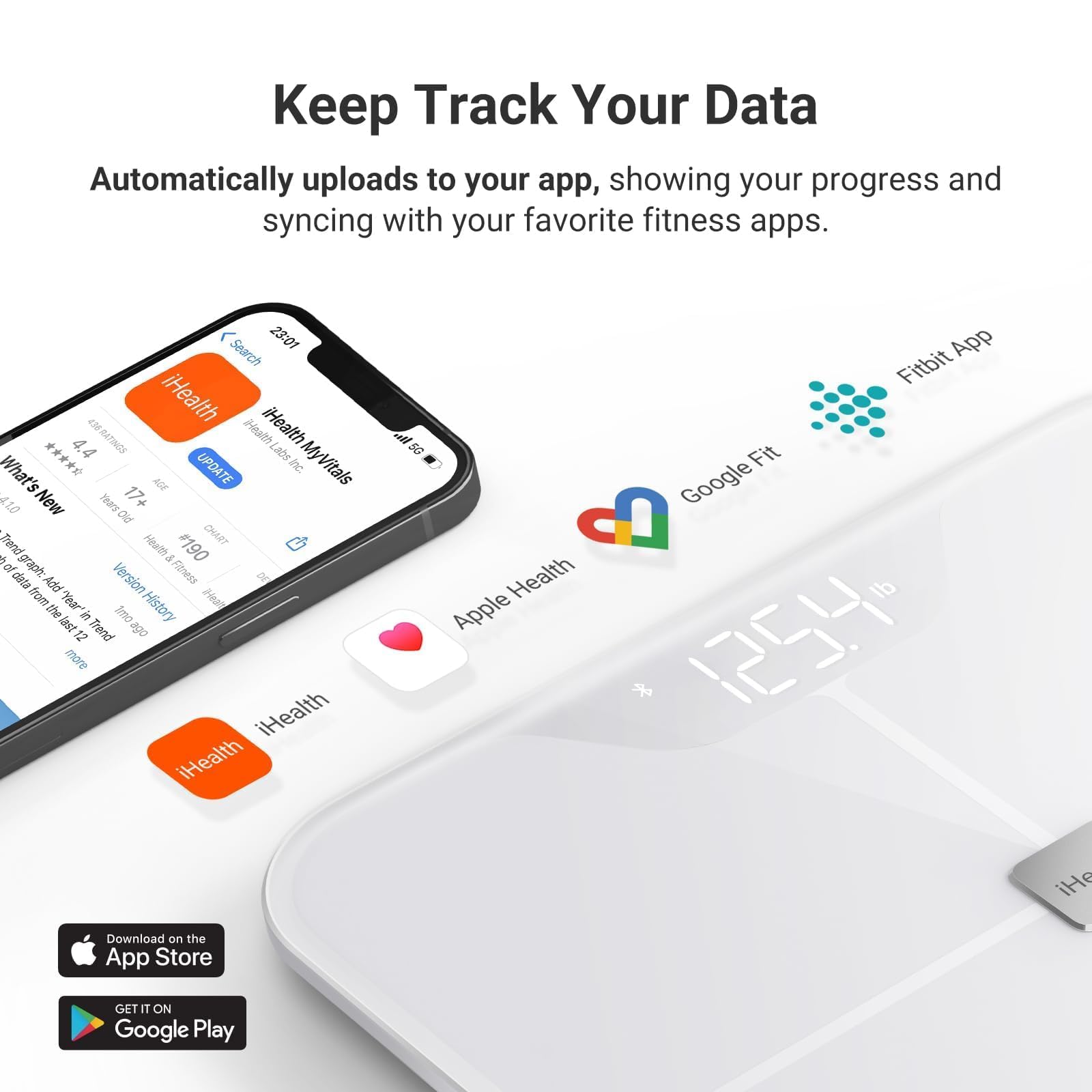 iHealth Fit - Bilancia analitica corporea collegata, Bianco, 1 unità