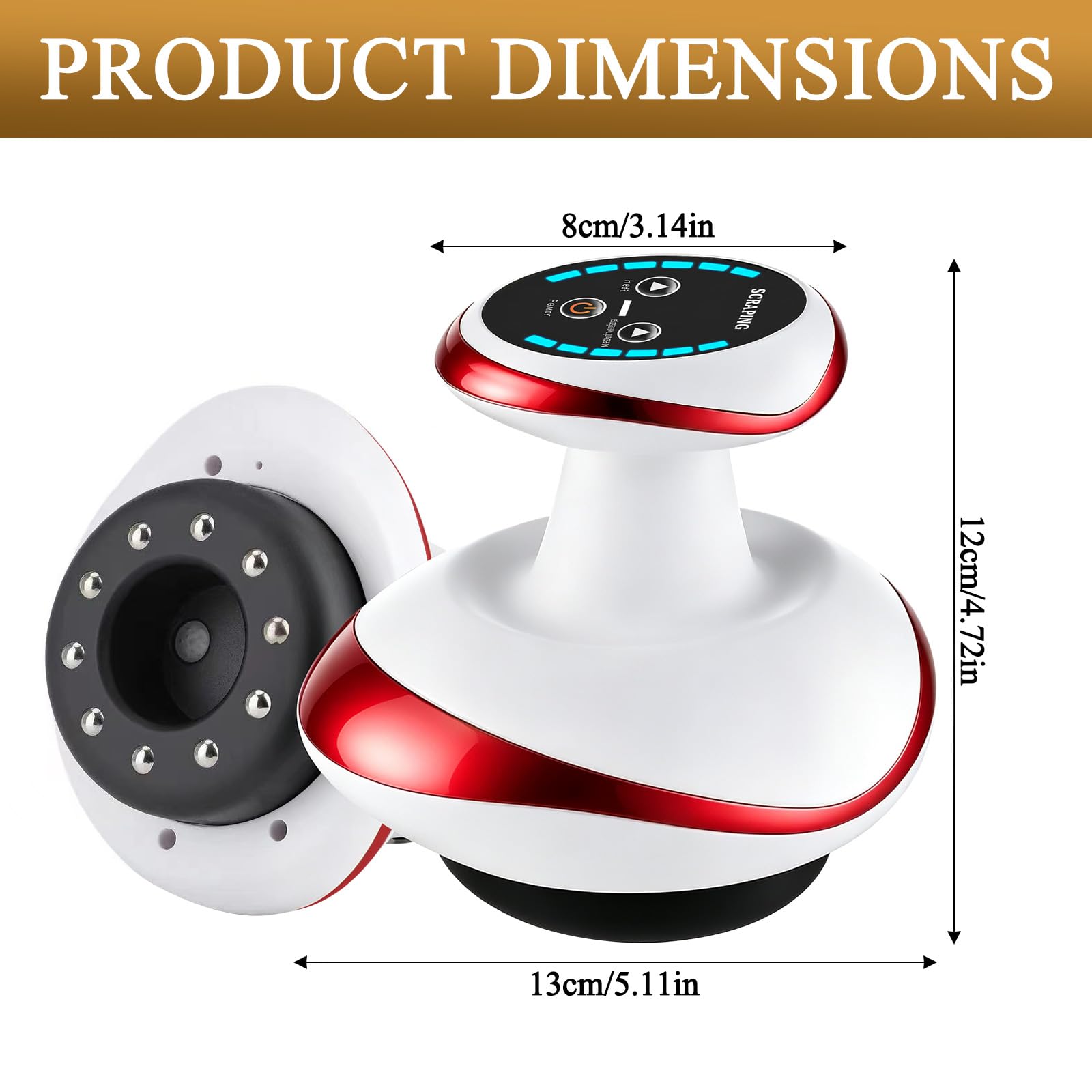 Cellulite Massagegerät, 4 in 1 Elektrischer GuaSha Massager, Elektrisch Handmassagegerät, mit Vakuum Massage, Gua Sha Elektrisch, Wärme und 9 Stufen, Schröpfmassagegerät für Bessere Durchblutung (A)