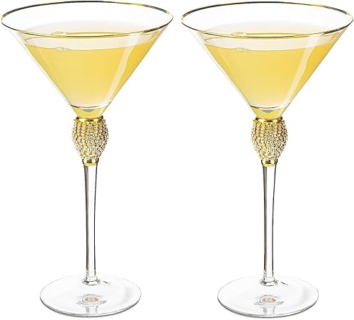 Miniatura 3 de Diamond Collection - Juego de 2 piezas de Martini con tallo – diamantes de imitación para beber Martinis, Manhattans, vodka, ginebra, cócteles