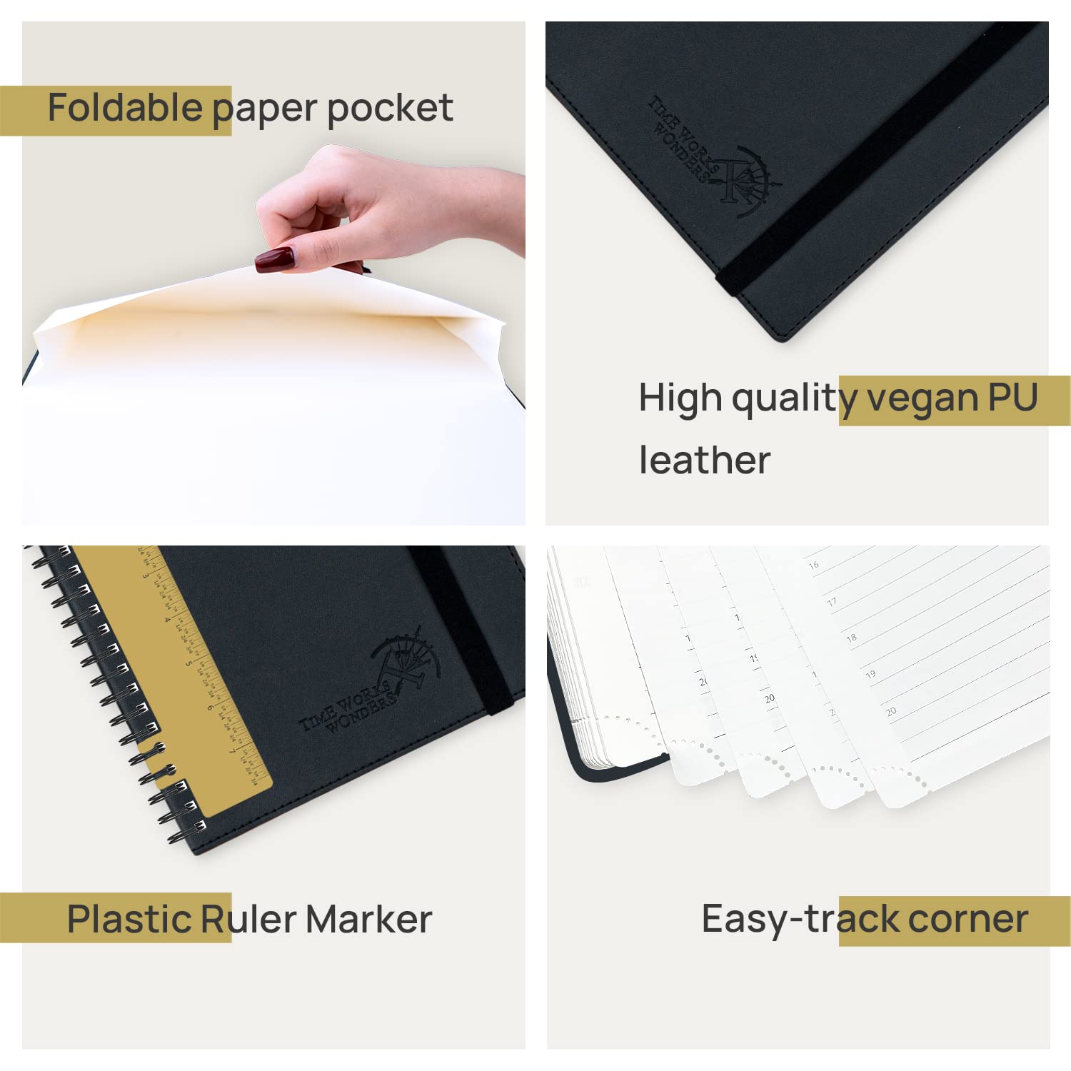 POPRUN Premium Agenda 2023 Spirale 16 Mois 26,5 X 21,5 Cm