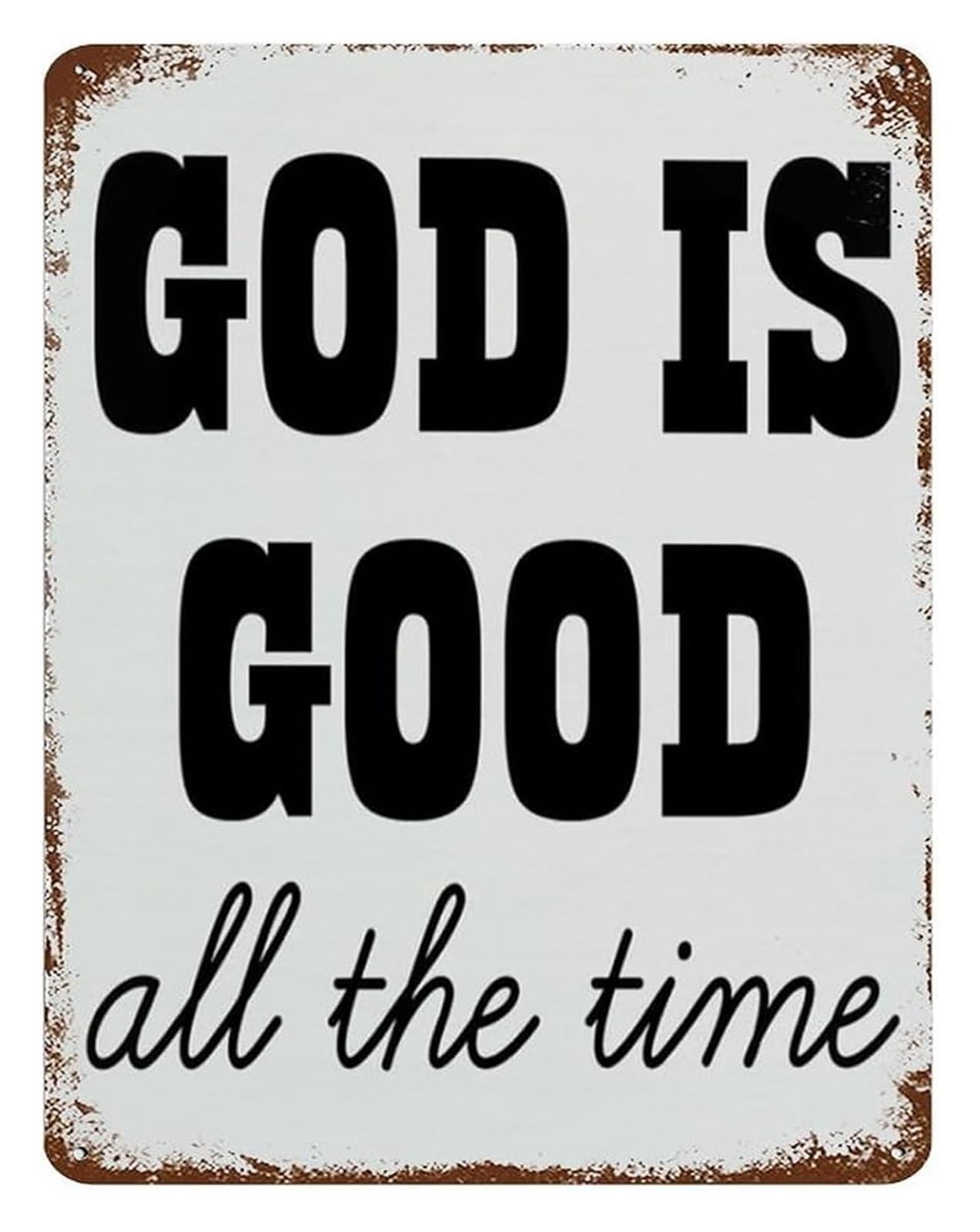 PKNVKZIDK God Never Leaves Metal Tin Sign 8 X 12 in Inspirational Christian Wall-Art for Entryway Hallway Den
