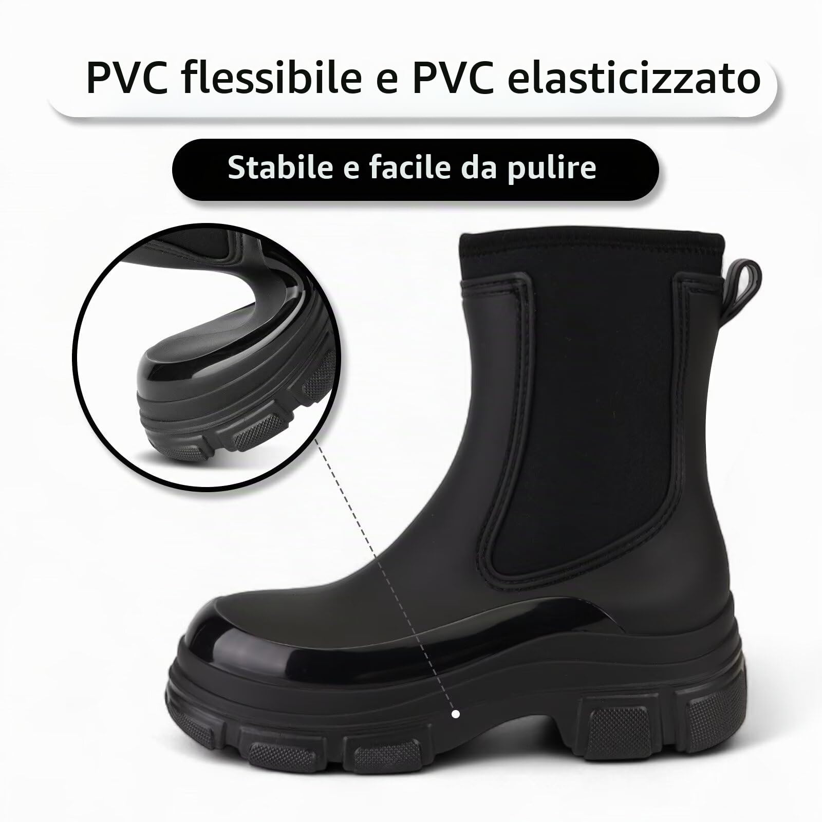 Stivali da Pioggia Donna Impermeabili Chelsea Stivali di Gomma Galosce Eleganti Giardinaggio Scarpe Antiscivolo per Inverno Polacchine
