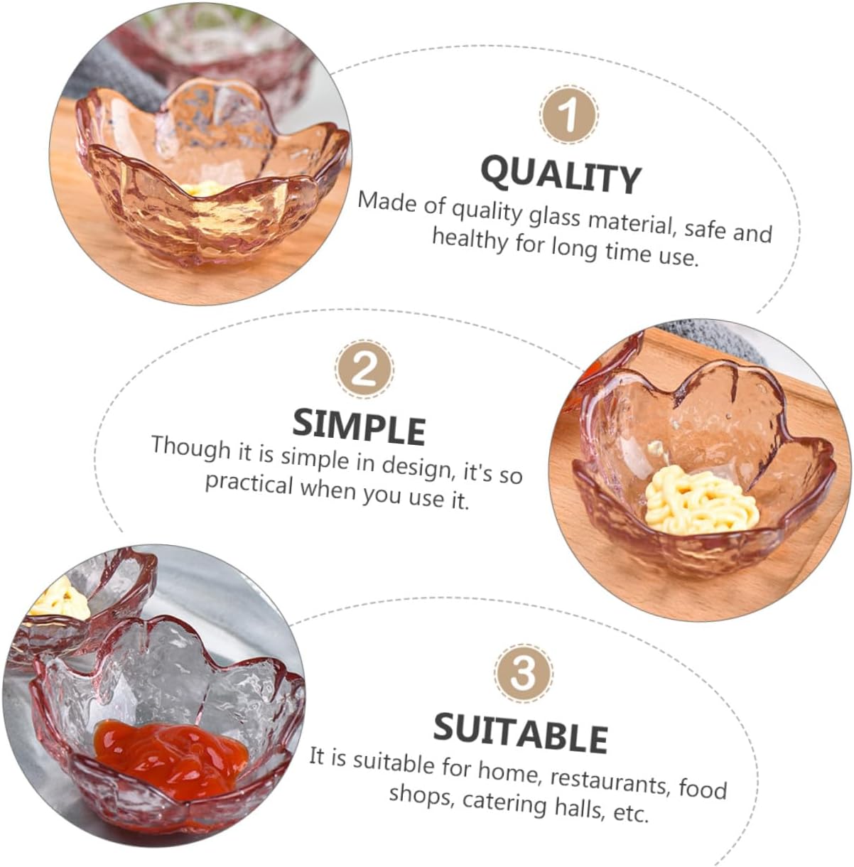 Alipis 6-Piece Cherry Blossom Sauce Dishes Set Multi-functional Glass Dipping Plates for Soy Sauce Seasoning and Relish Dishwasher Safe for Home Cooking and Entertaining