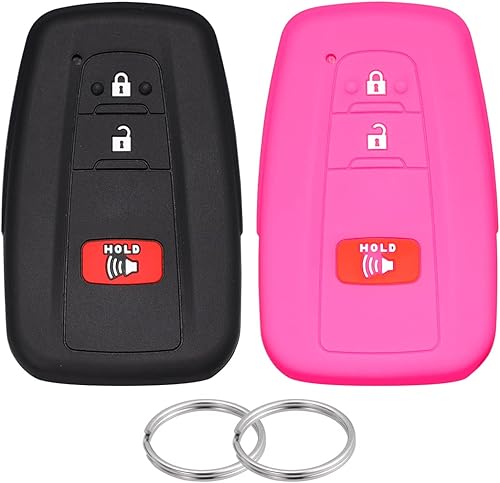 Lcyam Funda para llavero para Toyota Corolla Hatchback RAV4 XLE Prius de 3 botones 2019-2022, color rosa negro