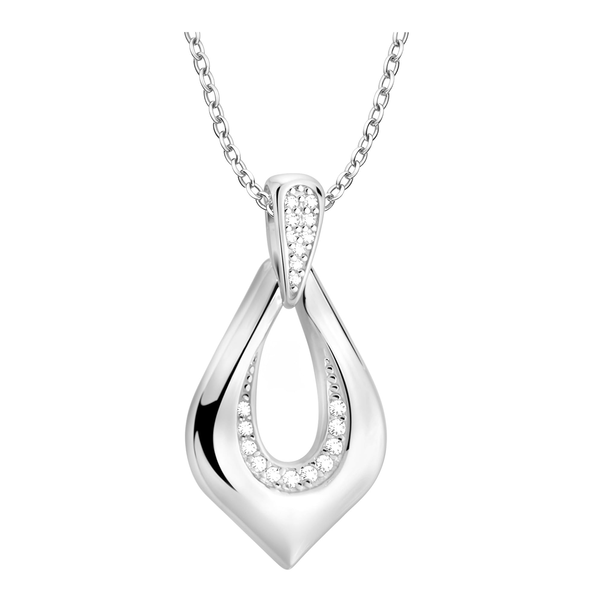 Sofia Milani - Collana da Donna in Argento 925 - con Pietra Zircone - Ciondolo ad Ovale