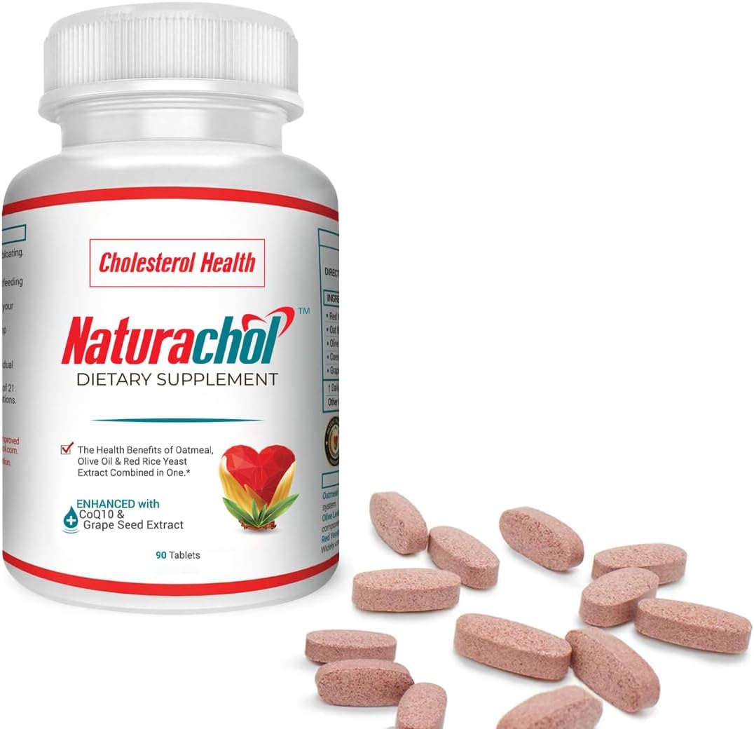 Cholesterol Support Formula – Red Yeast Rice & CoQ10 with Olive Leaf, Oat Beta Glucan & Grape Seed – 90 Vegan Tablets