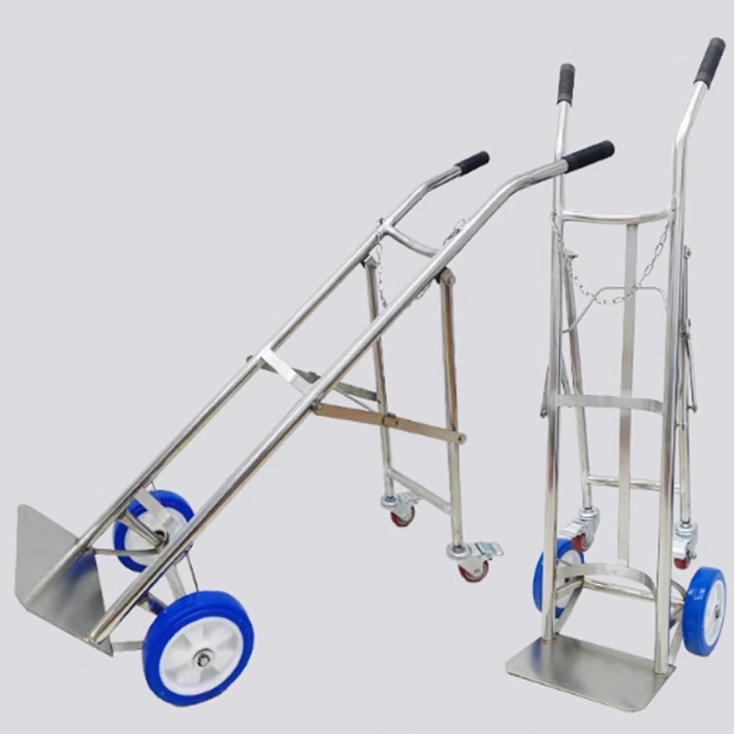Cylinder Tank Holder Lightweight Portable Rolling Oxygen Tank Cart, Stainless Steel Gas Cylinder Cart Trolley for Clinics, Single Capacity Oxygen Cylinder Bracket