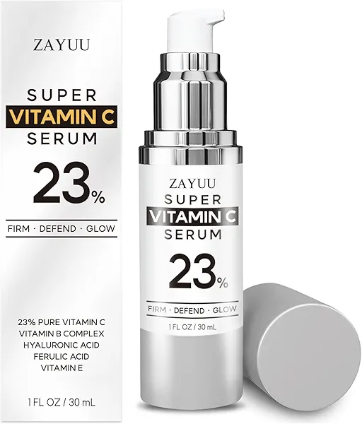 Korean Vitamin C Face Serum: 23% Pure Vitamin C + Hyaluronic Acid, Vitamin E & Ferulic Acid – Anti-Aging Serum for Wrinkles, Dark Spots & Mature Skin – 1 fl oz – Korean Skincare for Radiant Glow