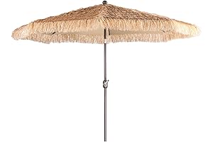 BPS 9FT Natural-Straw Thatch Outdoor Umbrella Perfect for Patios, Pools, and Beaches