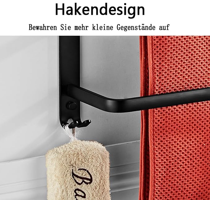 Porta asciugamani 58 cm nero in acciaio pieghevole bagno cucina porta salviette | Leroy Merlin