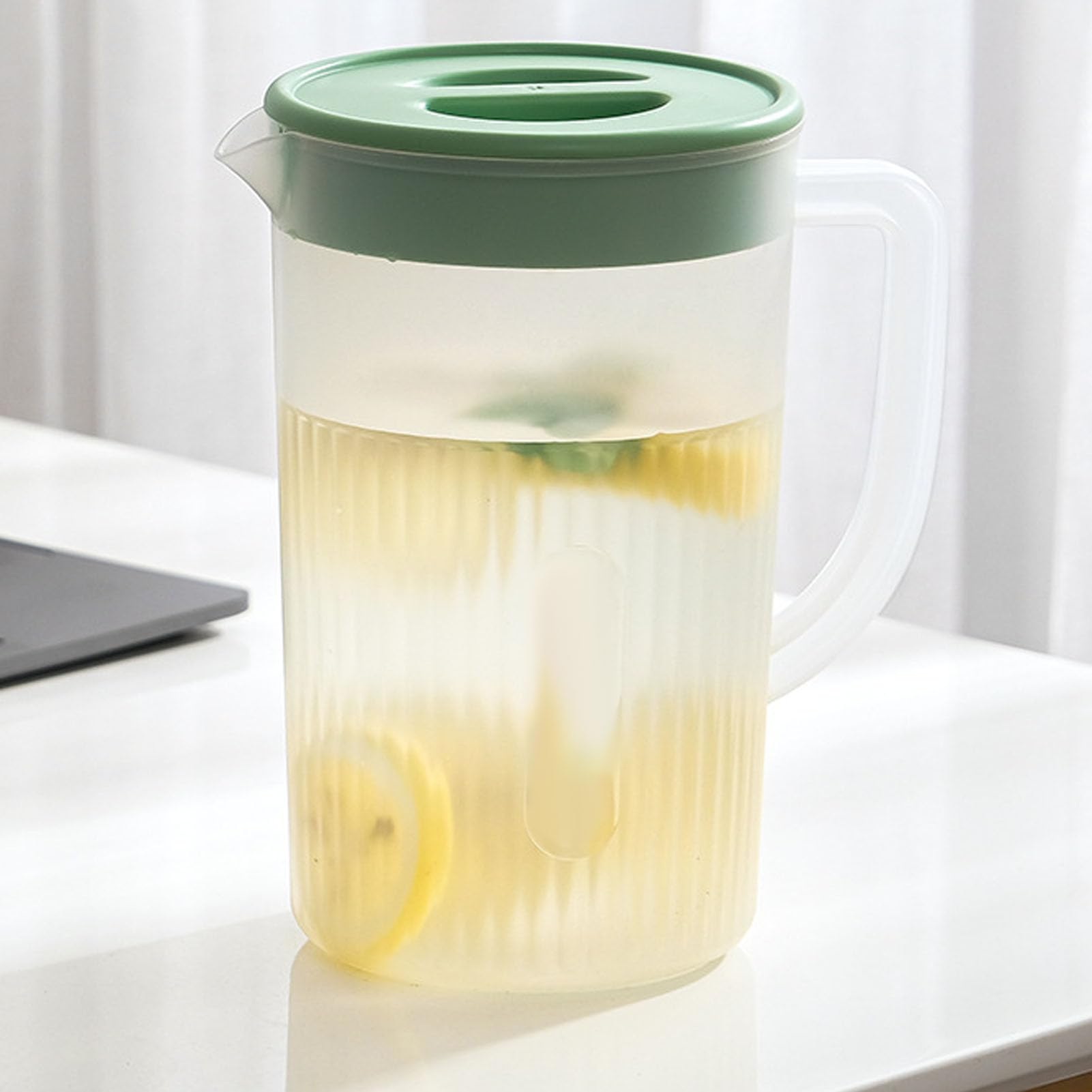 ZPSHYD Large Plastic Pitcher with Lid, 2.7L BPA-Free Cold Water Jug Leak-Proof Extra for Refreshing Juice Iced Tea(Matcha Green) - Image 3