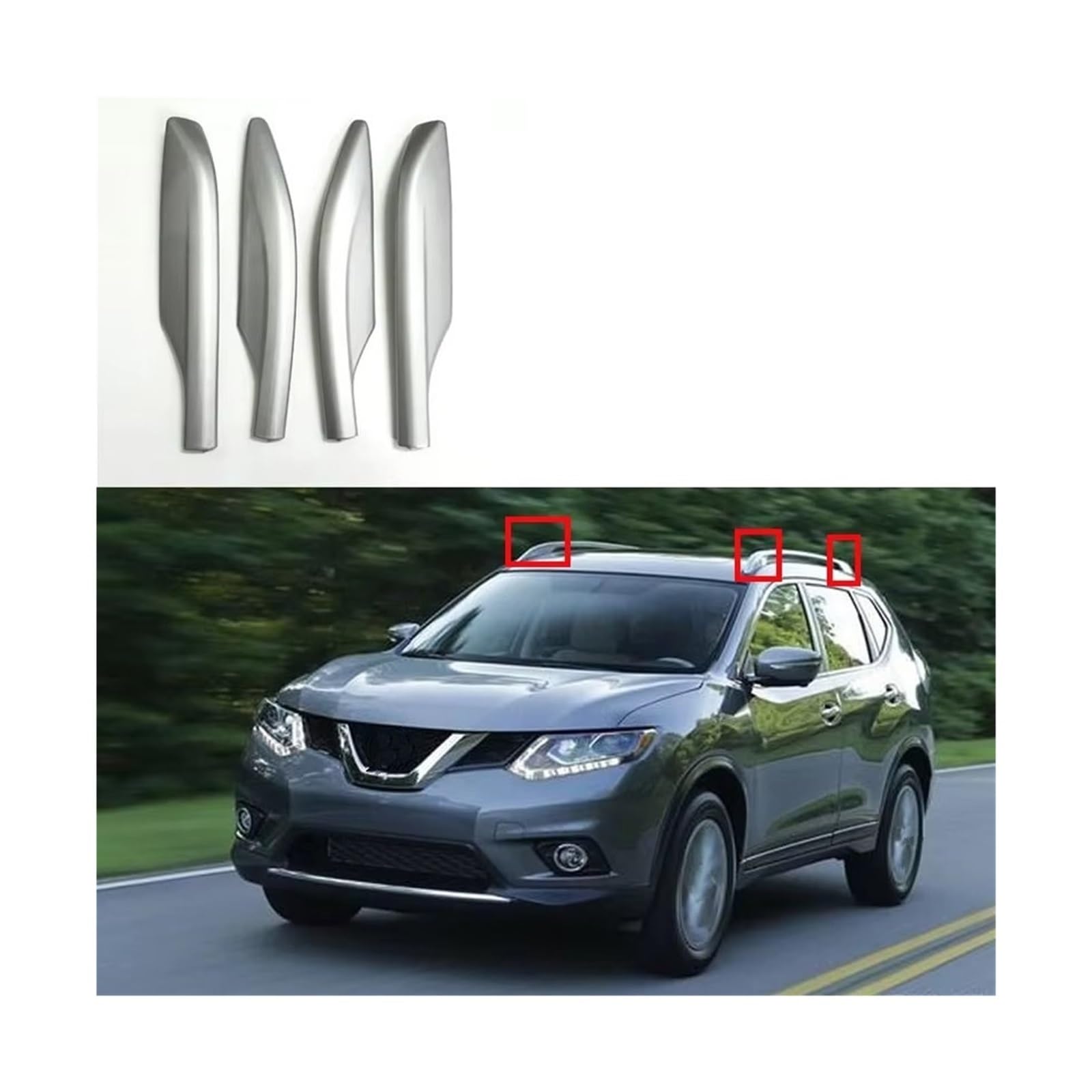 Barre De Toit Avant Gauche Pour Nissan X-Trail / Rogue T32 2014-2019 - Galerie De Toit, Couleur Argent, Design Aérodynamique