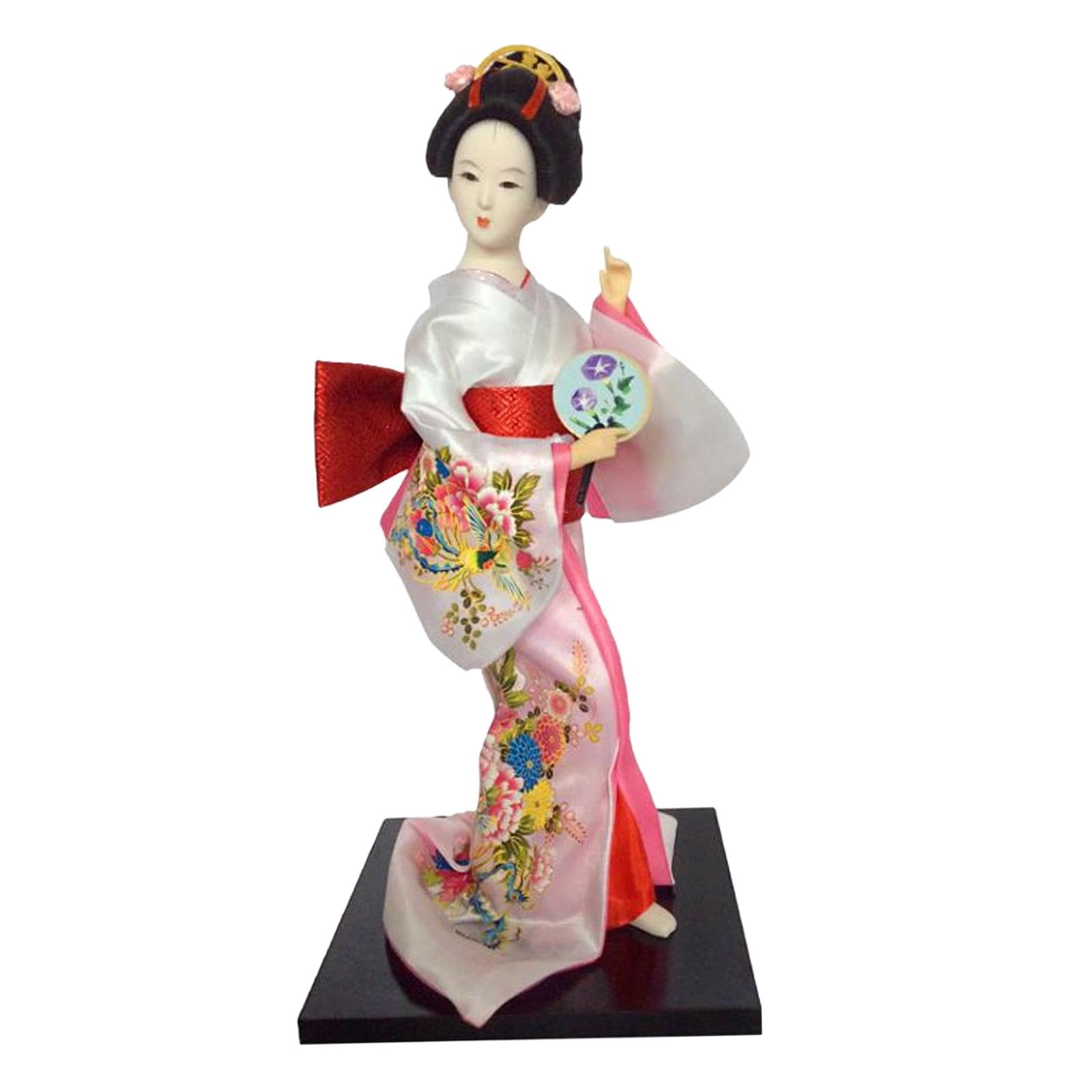 Poupée Geisha Japonaise 30cm En Résine - Figurine Ethnique Bleue Pour Décoration Maison