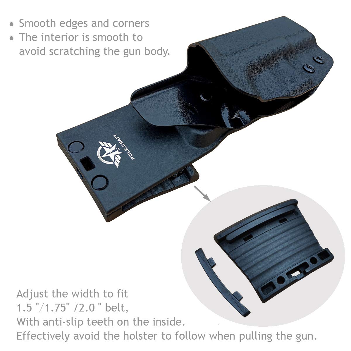 PoLe.Craft OWB KYDEX Holster Fits: Glock 19 19x Glock 23 25 32 Glock 17 22 31 Glock 26 27 33 (Gen 1-5) CZ P10 Gun Holster Belt Outside Carry Funda Pistola Case Pouch Holster Guns Accessories