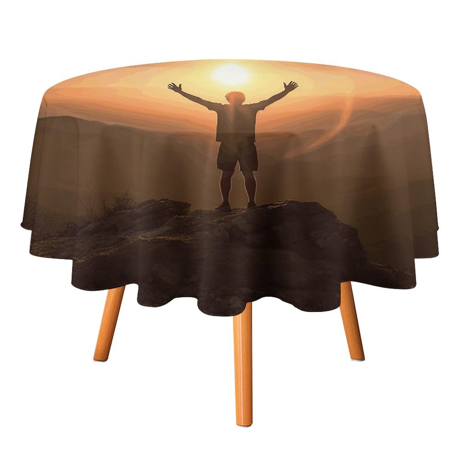 Nappe ronde antitache et imperméable lavable pour table de fête