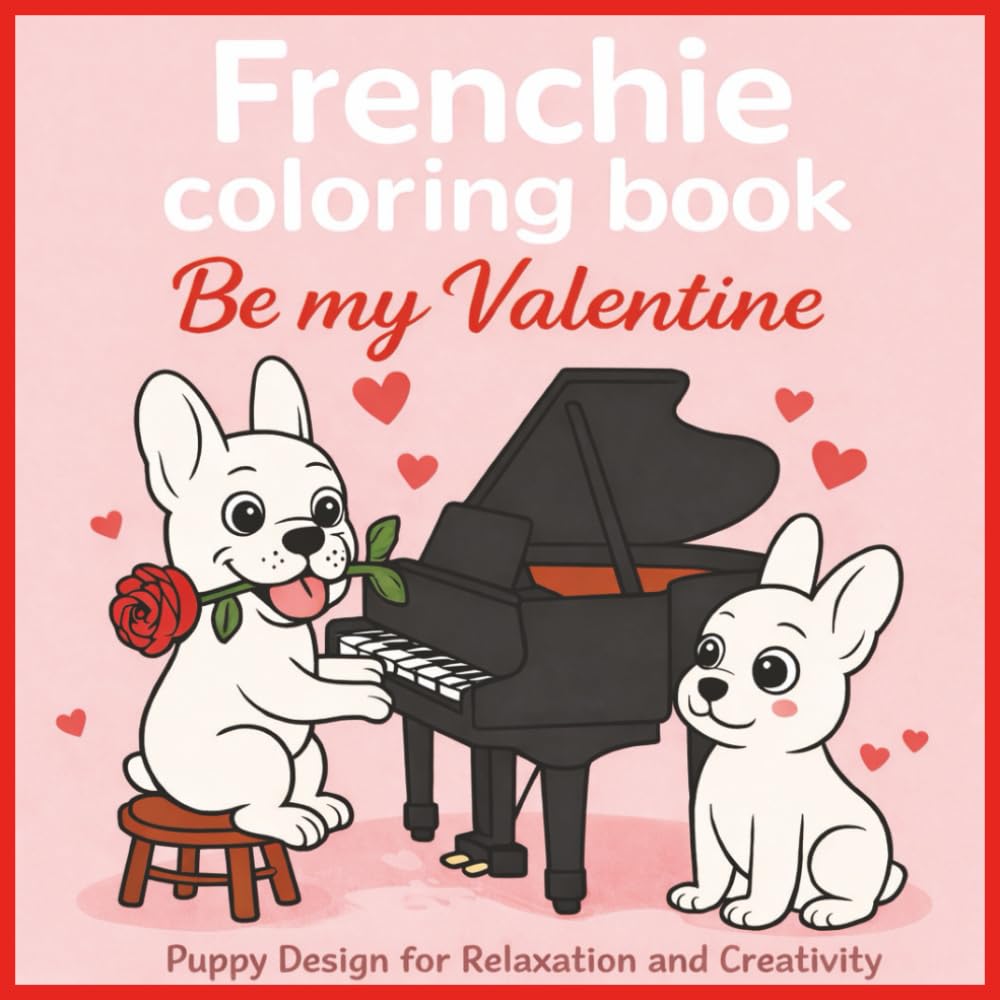 Frenchie Colouring Book Be My Valentine: Puppy Design for Relaxation and Creativity