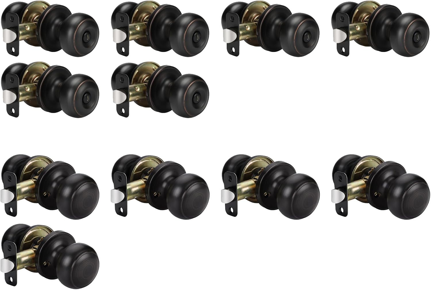 goldenwarm 6 Pack Oil-Rubbed Bronze Interior Door Knobs, 5 Pack Oil-Rubbed Bronze Bronze Passage Door Knobs
