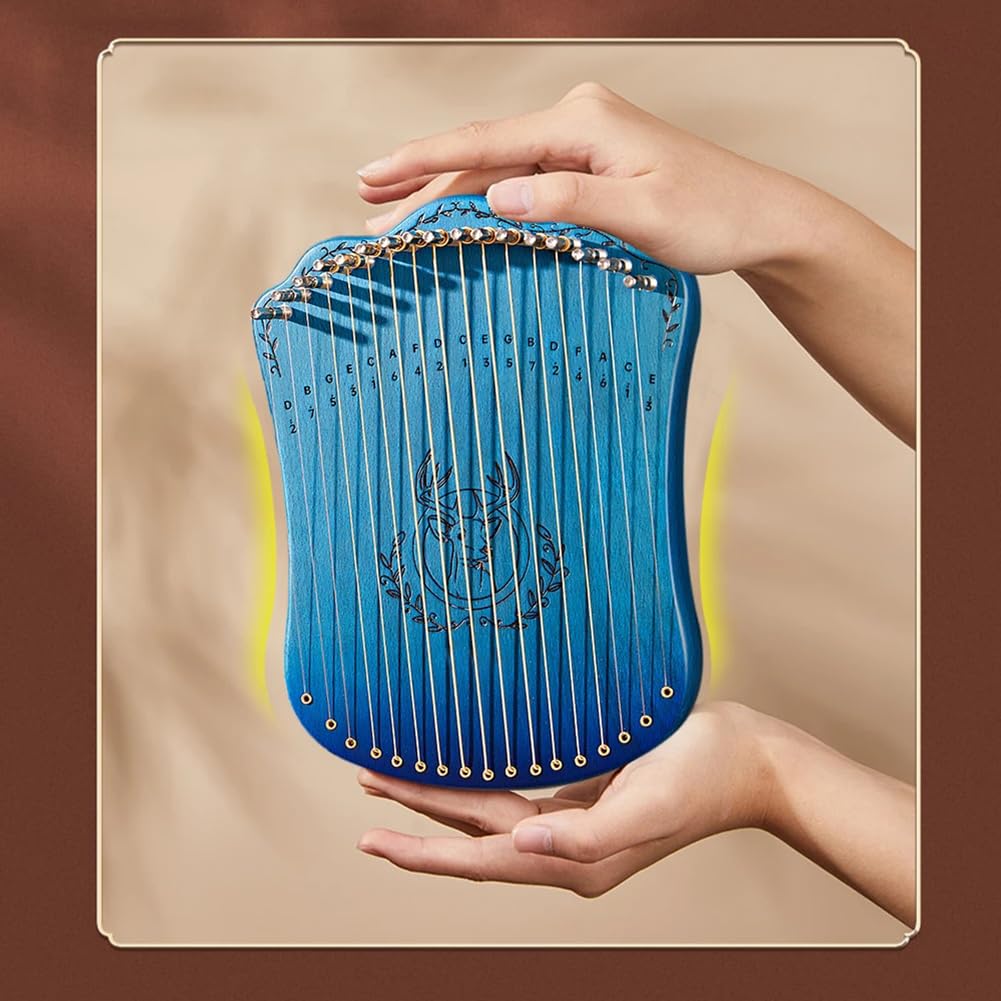 Portable Lyre Harp, 17-strunowa harfa Lyre dla początkujących, harfa Party Finger, Portable Solid Harp String Instrument, Proste i łatwe do nauczenia się, narzędzie do zabawy na imprezę