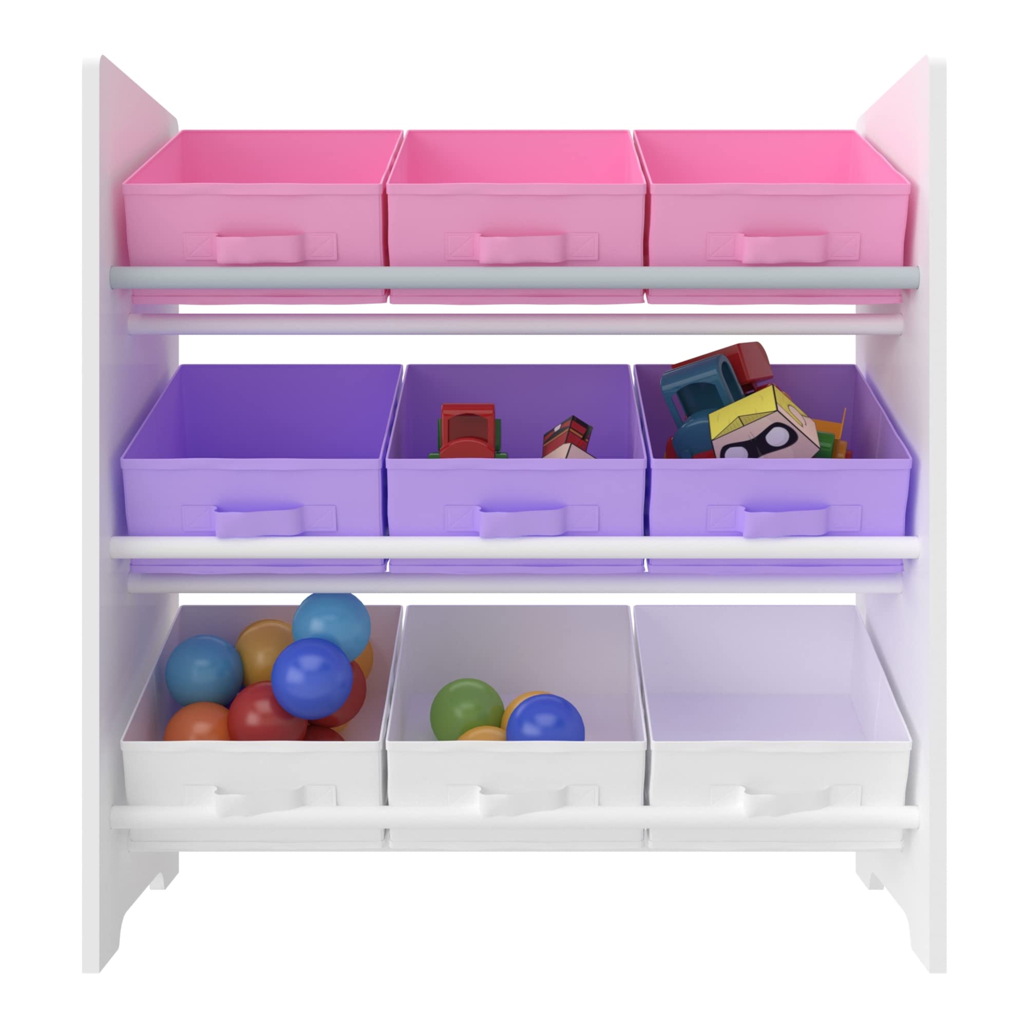 [en.casa] Scaffale Portaoggetti Montessori per Bambini Mobile Contenitore per Cameretta con 9 Cassetti Inclinati in Tessuto e Struttura Decorata 60x62x30 cm Design Unicorno
