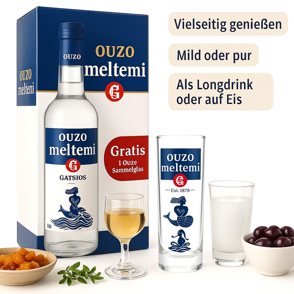 Griechischer Ouzo Meltemi Geschenk Box mit Ouzo Glas (1)