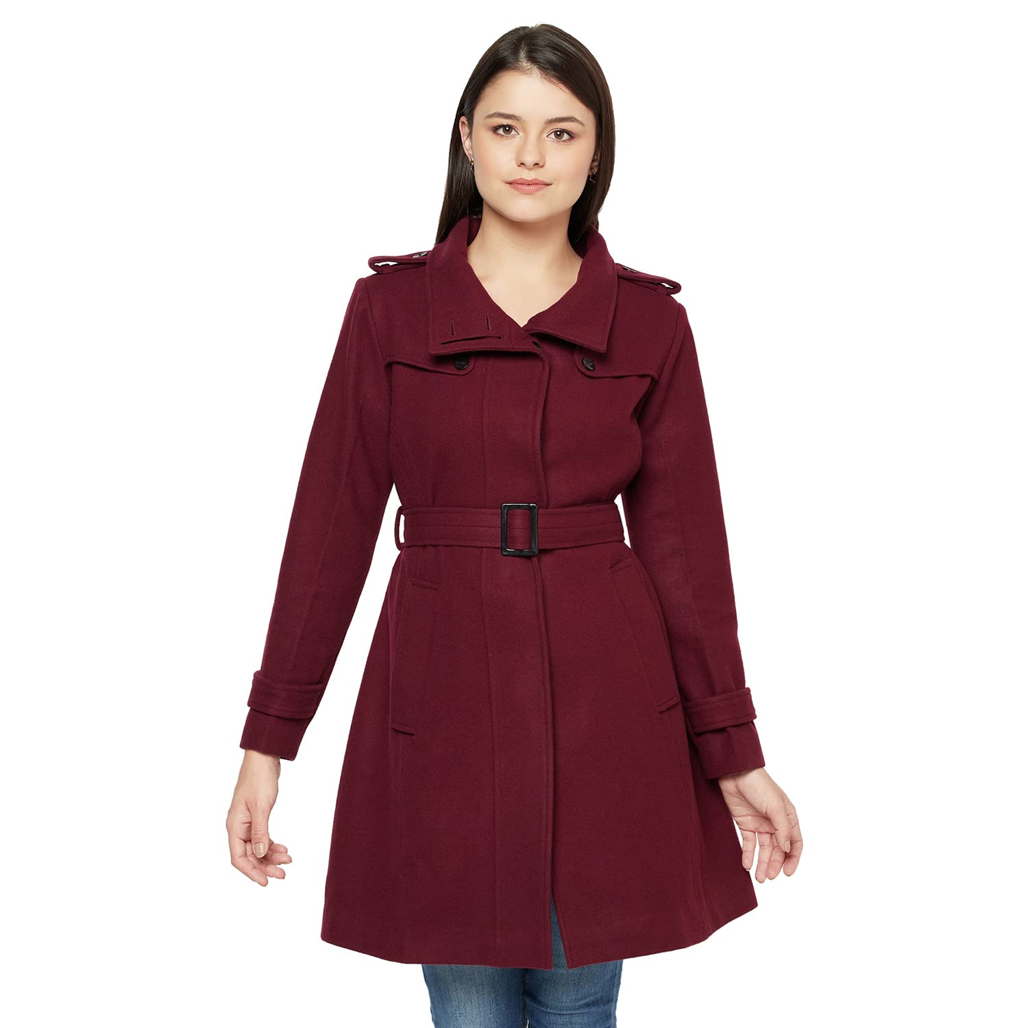 OwncraftWomen's High Collar Wool Coat