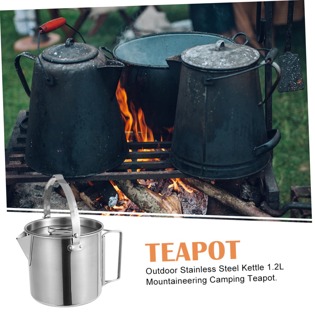 Balacoo Outdoor Portable Teapot Stainless Steel Water Kettle with Ergonomic Handle for Camping and Hiking Supplies Durable and Easy to Use for Home and Outdoor Activities