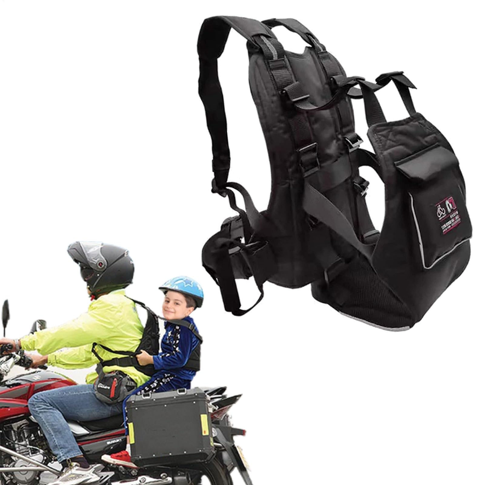 Cinturón de seguridad para moto infantil | Cinturón ajustable | para moto infantil con dos asas | Cinturón de seguridad MOTORCYCLé con 3 tiras reflectantes | Cinturón con vehículos eléctric