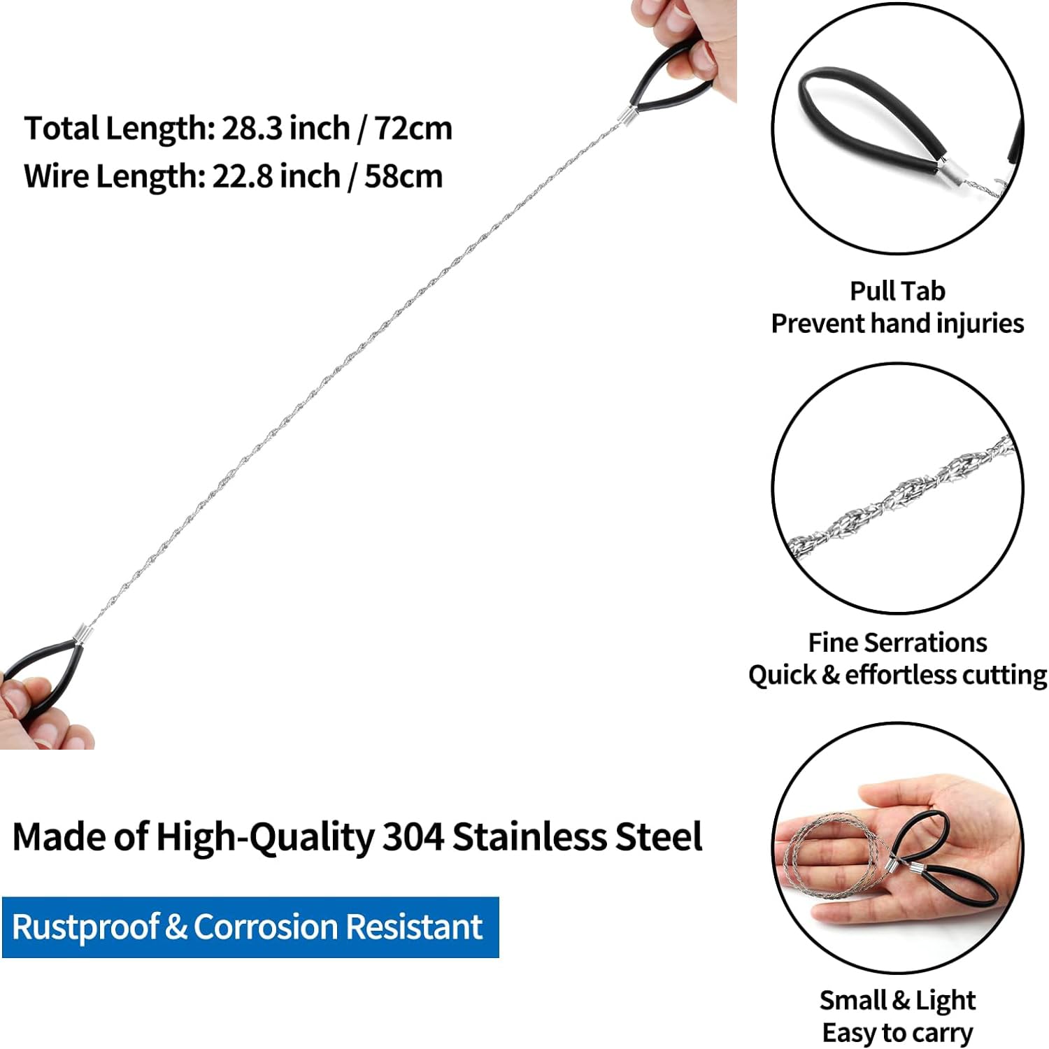 Homyall 2 Pcs PVC Pipe Cable Saw Stainless Steel Wire Saw Portable String Rope Saw Survival Wire Saw for Hiking Camping