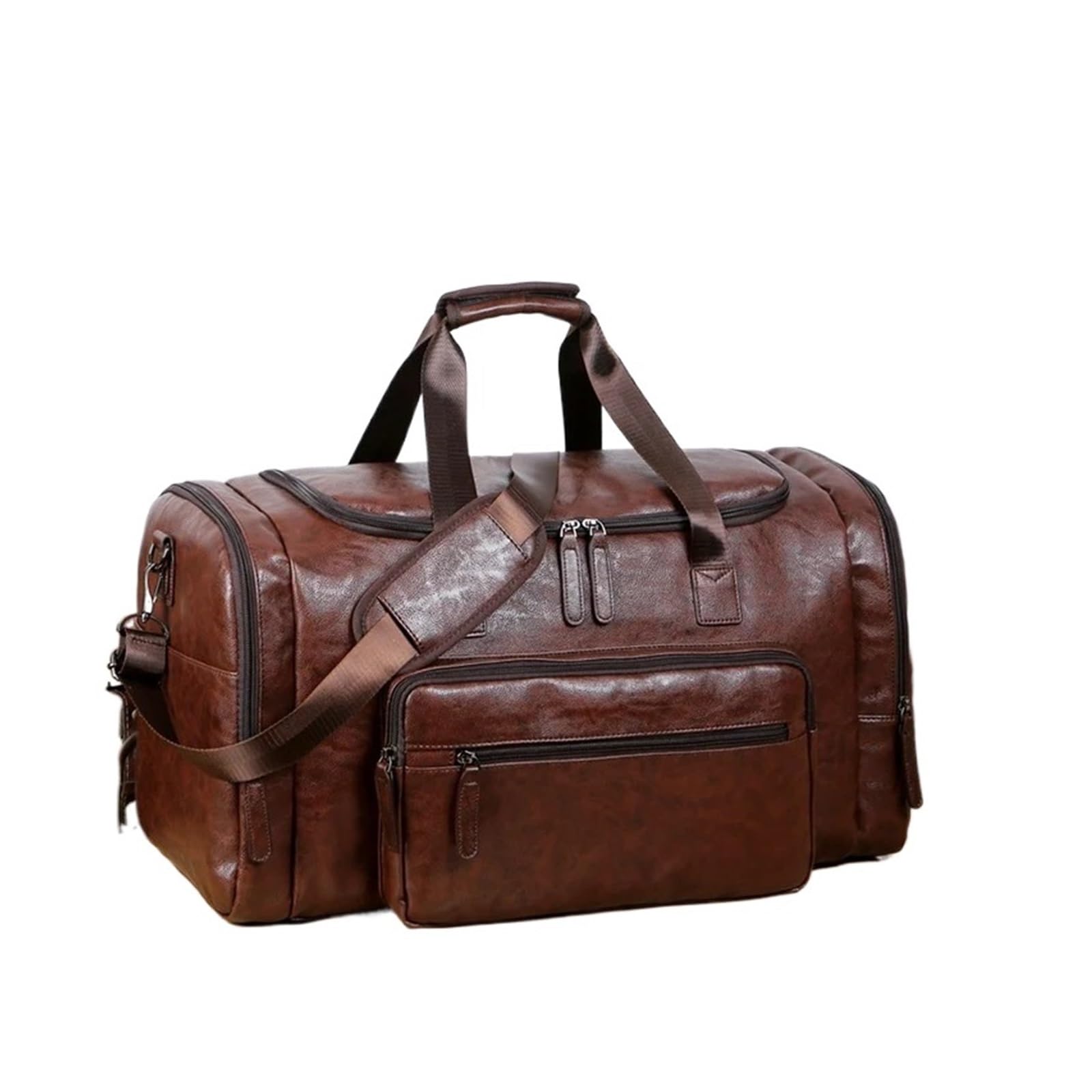 Borsa da Viaggio in Pelle Borsa da Palestra in Pelle PU da Uomo, Borsa Sportiva, Borsone da Viaggio, Borsa a Mano, for Fitness Maschile, Borsa da Viaggio a Tracolla(141 Brown)