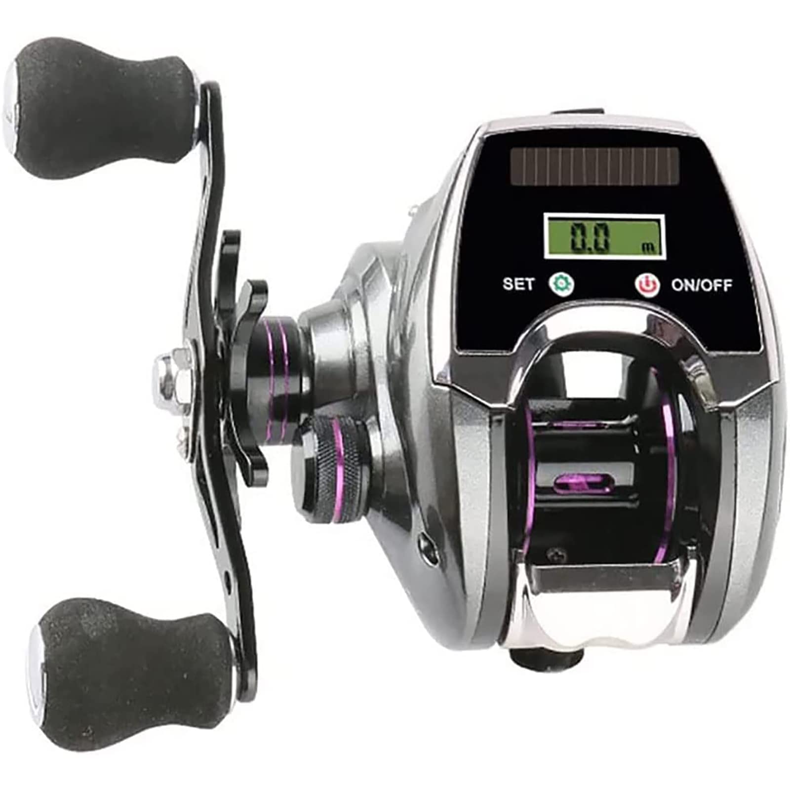 Mini Carrete Pesca Giratorio, Carrete Pesca Eléctrico Pantalla Digital, Rodamiento: Eje 18+1/Ajuste Freno Magnético 9 Velocidades/relación Velocidad: 8.0:1, para Pesca En Balsa/Pesca En Hielo