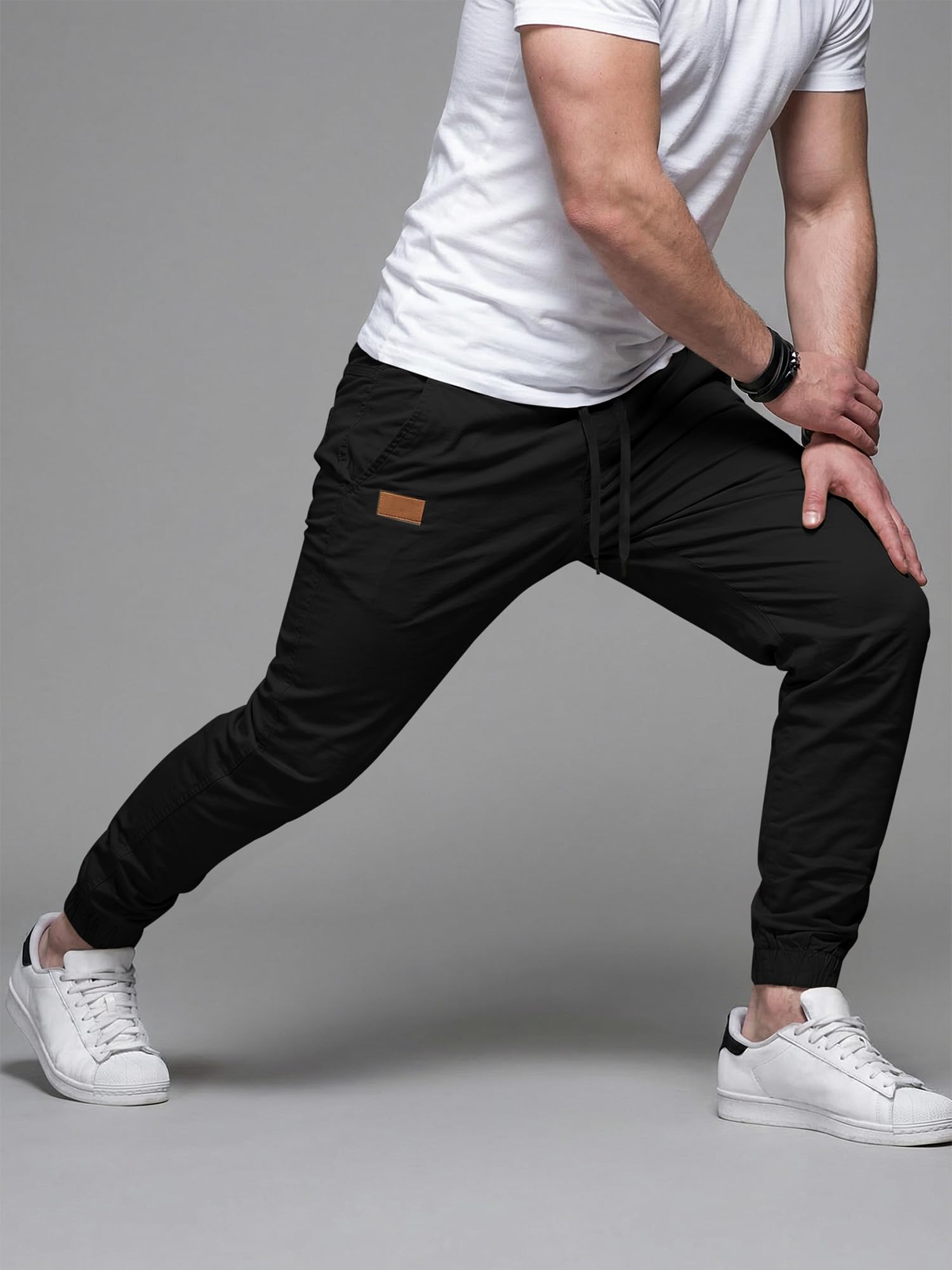 JMIERR Pantaloni da Lavoro Uomo Casual Cotone Pantaloni Jogging Pantaloni Sportivi con Elastico in Vita con Tasche Laterali Sport all'aperto Slim Fit