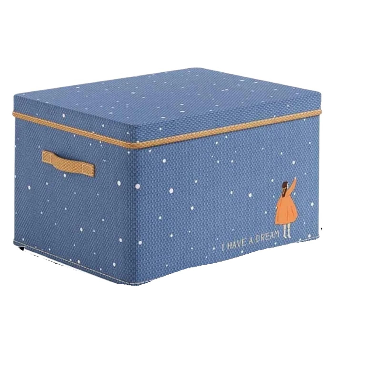 CGUOHU 3PCS Large Capacity Folding Storage Boxes With Lids Box Organizer Closet Clothes Quilts Toys Sundries For Wardrobe Storage(Blue,M)