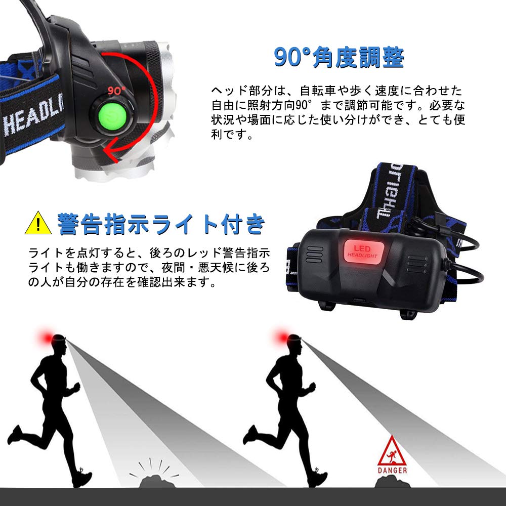 Amazon.co.jp: AUKELLY LED ヘッドライト IP65防水仕様 点灯3モード 