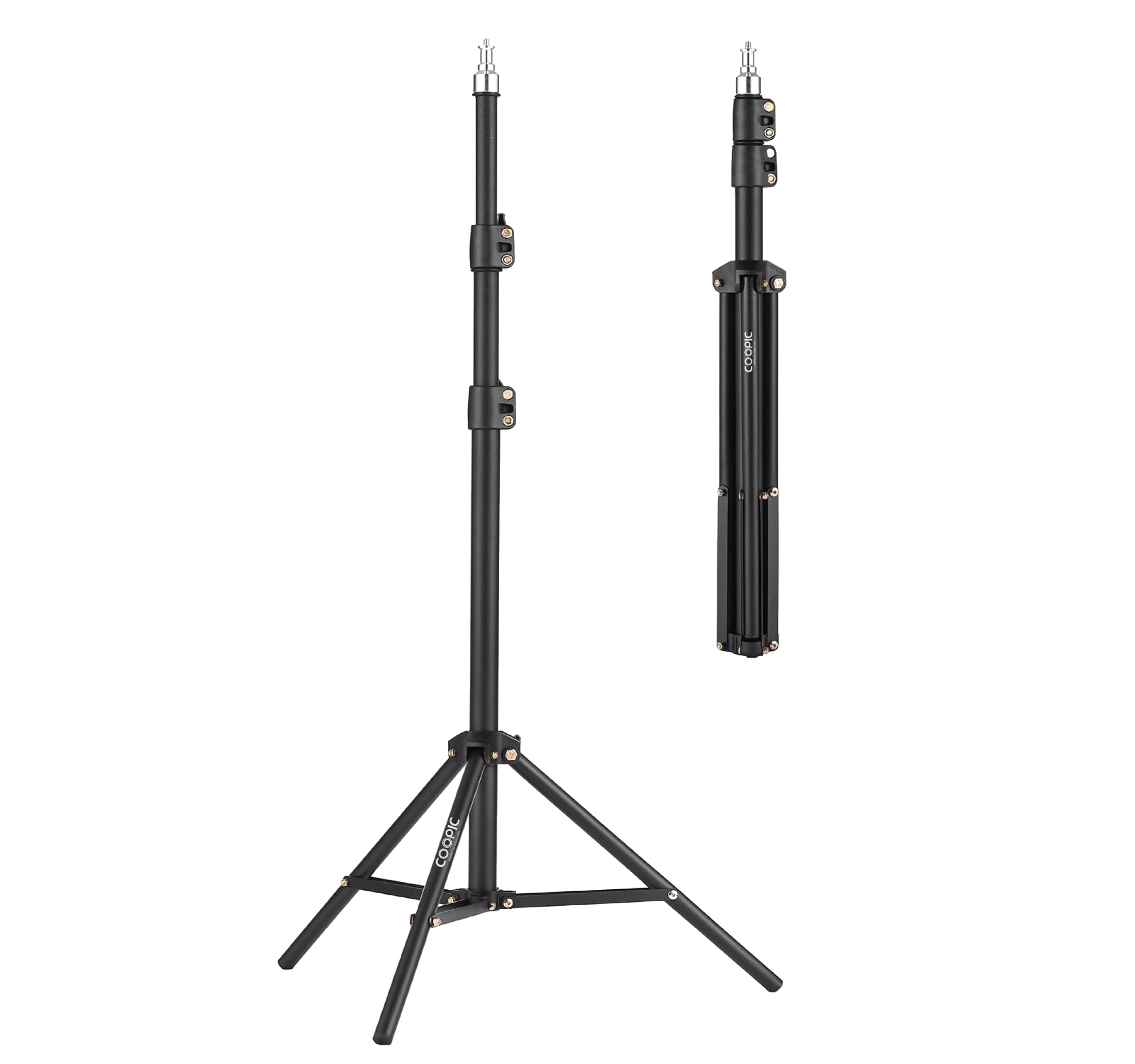 COOPIC L210 Adjustable Lightweight Sturdy Aluminum Tripod Stand with Maximum height 210cm / 7f / 83inch and 1/4 Screw fit for Reflectors Softboxes Lights Umbrellas etc, Max. Load 7kg Black Color