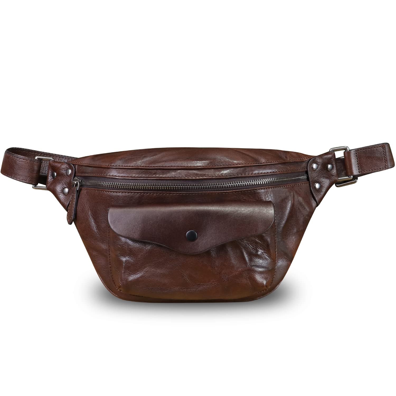 Genuine Leather Fanny Pack for Women and Men Vintage Real Leather Sling Bag Crossbody Bag Fashion Waist Bag Chest Purse