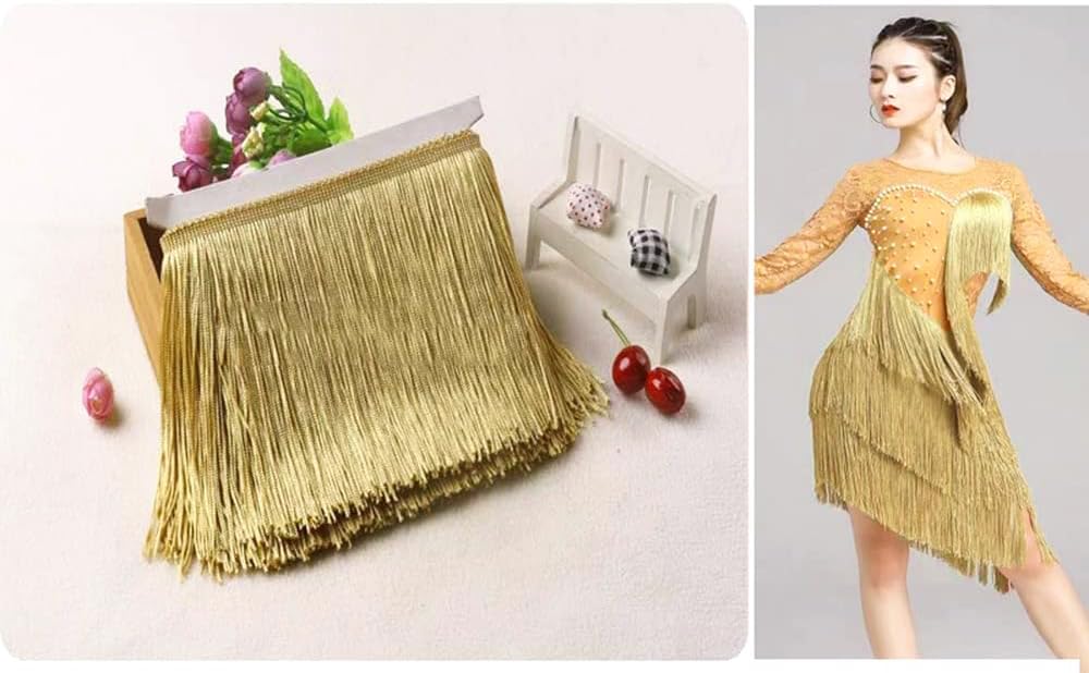 20 cm x 2 m fringe border, fringe tape, decorative ribbon, dance fringe, cut fringe, silk tassel - Image 2