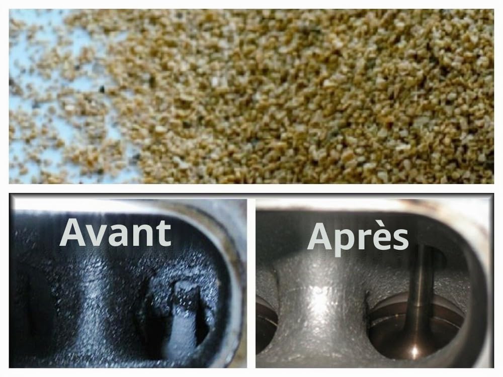 Grains de sablage coquille de noyer 16/30 (0,5mm-1mm) - Biodégradable et réutilisable pour le nettoyage des moteurs et culasses de voiture - Pochette de 5 kg