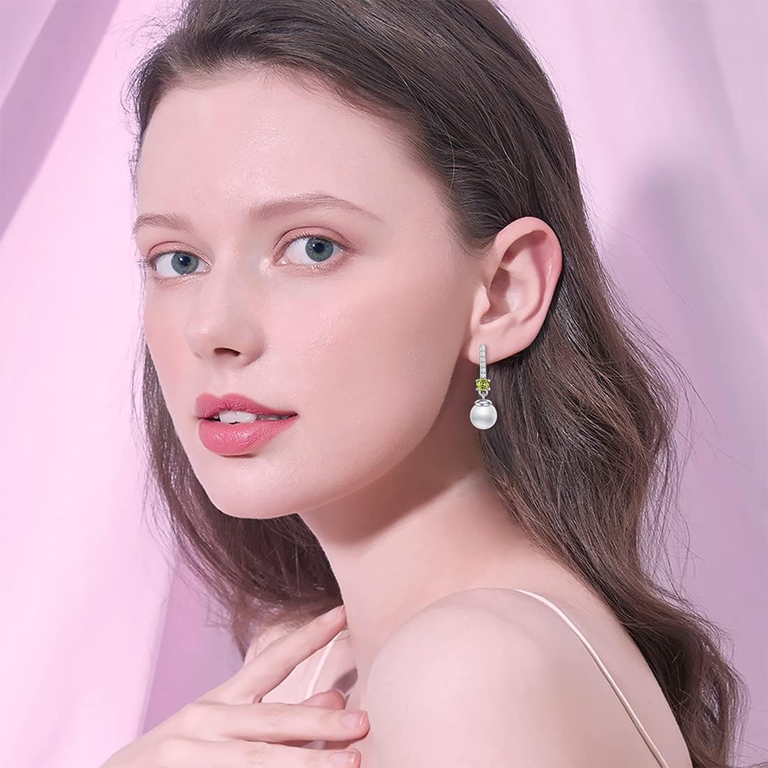 Birthstone Pearl Earrings Dangle Peal Drop Earrings s925 Sterling Silver Wedding Birthday Anniversary Pearl Jewelry Gifts for Women Wife Mom Teen Girls - Image 2