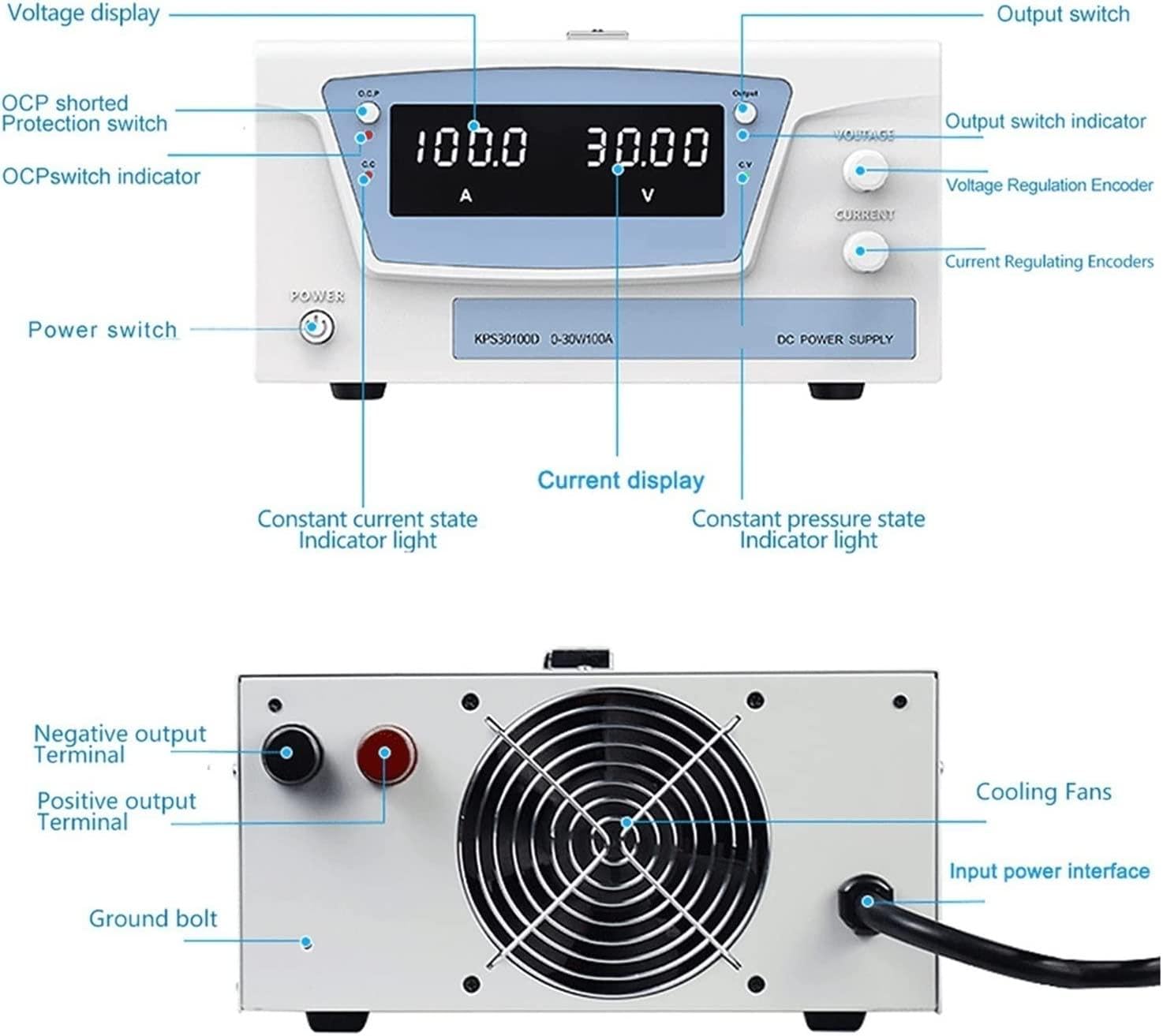 Alimentatori CC programmabili Porta Alimentazione programmabile DC Banco da Lavoro Regolabile for la Manutenzione del Laboratorio 1A Software for PC 30V 10A 5A 60V,KPS1005D