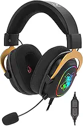 Headset Gamer Redragon Harry Potter Zeus Hogwart’s RGB Special Edition Preto e Dourado Surround 7.1 Virtual com Kit de Customização HP-510 RGB